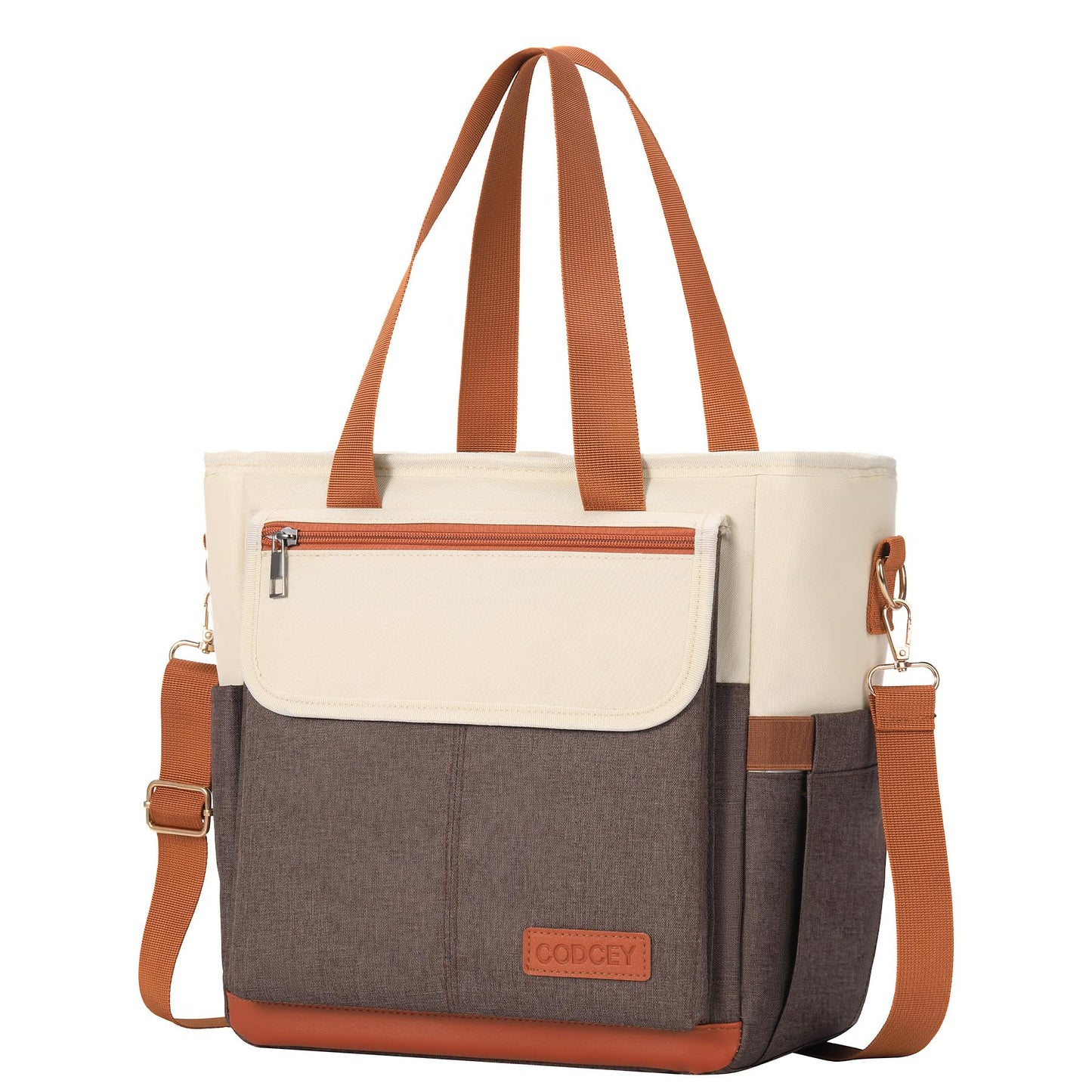 Codcey Lunch Box Reusable Lunch Bag Women, Leakproof Insulated Lunch Cooler Bag for Women, Large Lunch Tote Bags Adults(Brown,16.2L)
