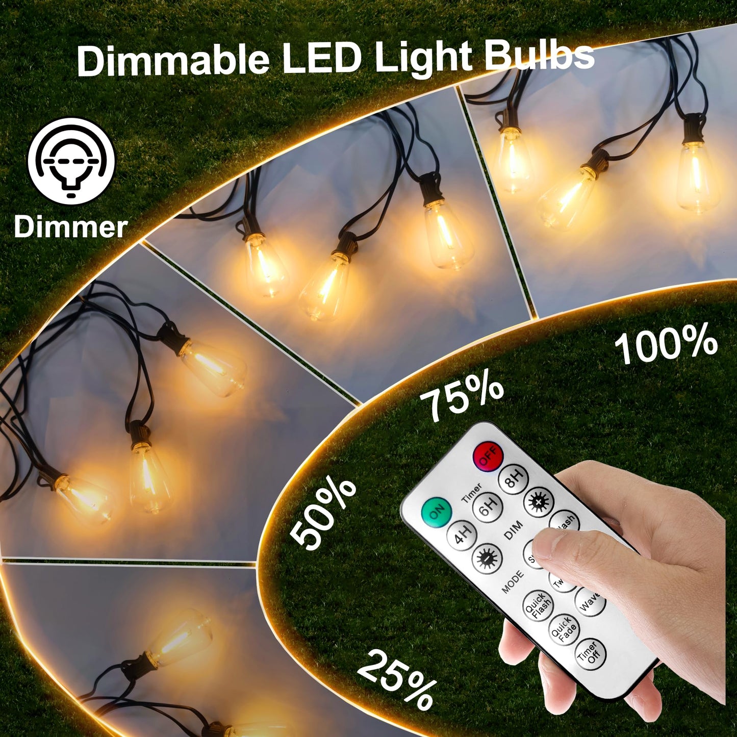 BLIATLUS 120FT Solar String Lights Outdoor Waterproof with Remote Control Solar Patio Lights 30+2 shatterproof LED ST38 Bulbs for Porch Garden Market Bistro Patio Backyard Fence