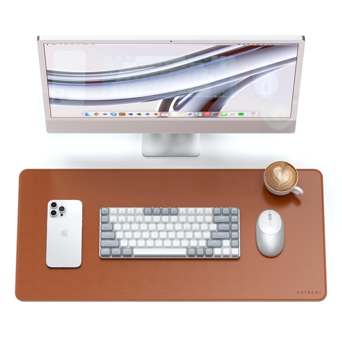 Satechi Vegan Leather Desk Mat, Large Mouse Pad Scratch and Water Resistant, Easy to Clean, Desk Pad for Office and Home, 26.8” x 12.4” x 0.1” – Brown