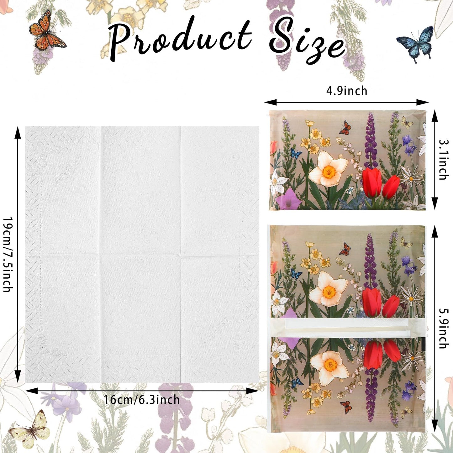 Geyee 50 Packs Tissue Travel Size Facial Paper Napkins Travel Packs Disposable Pocket Tissues for Wedding Guest Traveling School Purse Home Supplies, 500 Sheets 3 Ply(Retro Flower)