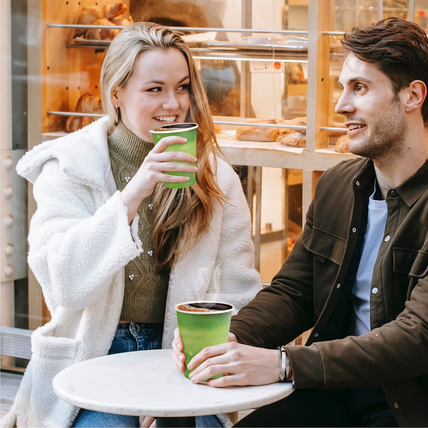 Special Green Grass Design, Paper Hot Cup,Eco-Friendly,100% Blodegradable&Compostable, 50 Count (12 OZ,100Count, No Lids)