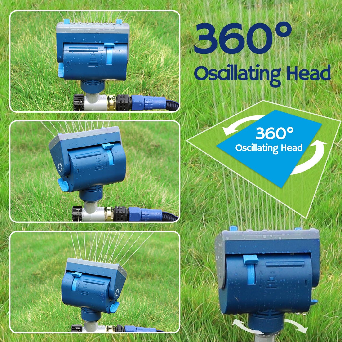Airthereal Oscillating Sprinkler with Metal Step Spike and Quick Connect Adapter Set, Control Watering Range, Width, and Flow Rate, Covers up to 4,069 sq.ft., [2-Pack]