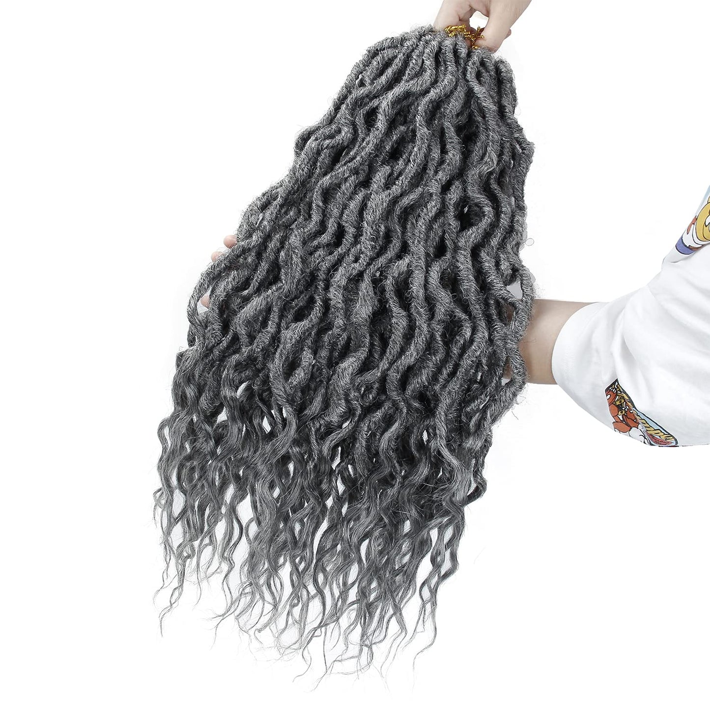 Goddess Faux Locs Crochet Hair 24Inch 6Packs Pre-looped Goddess Locs Crochet Hair,Curly Locs Crochet Hair Soft Dreadlocks Faux Crochet Locs Synthetic Crochet Braids for Black Women(24'', Grey) …