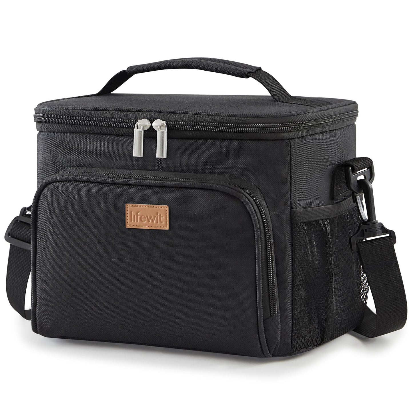 Lifewit Insulated Lunch Bag for Men, Reusable Lunch Box Women, Portable Cooler Freezable Soft Tote Bag Leakproof with Adjustable Shoulder Strap for Adult/Kid for Work/Picnic/School,Black 15L