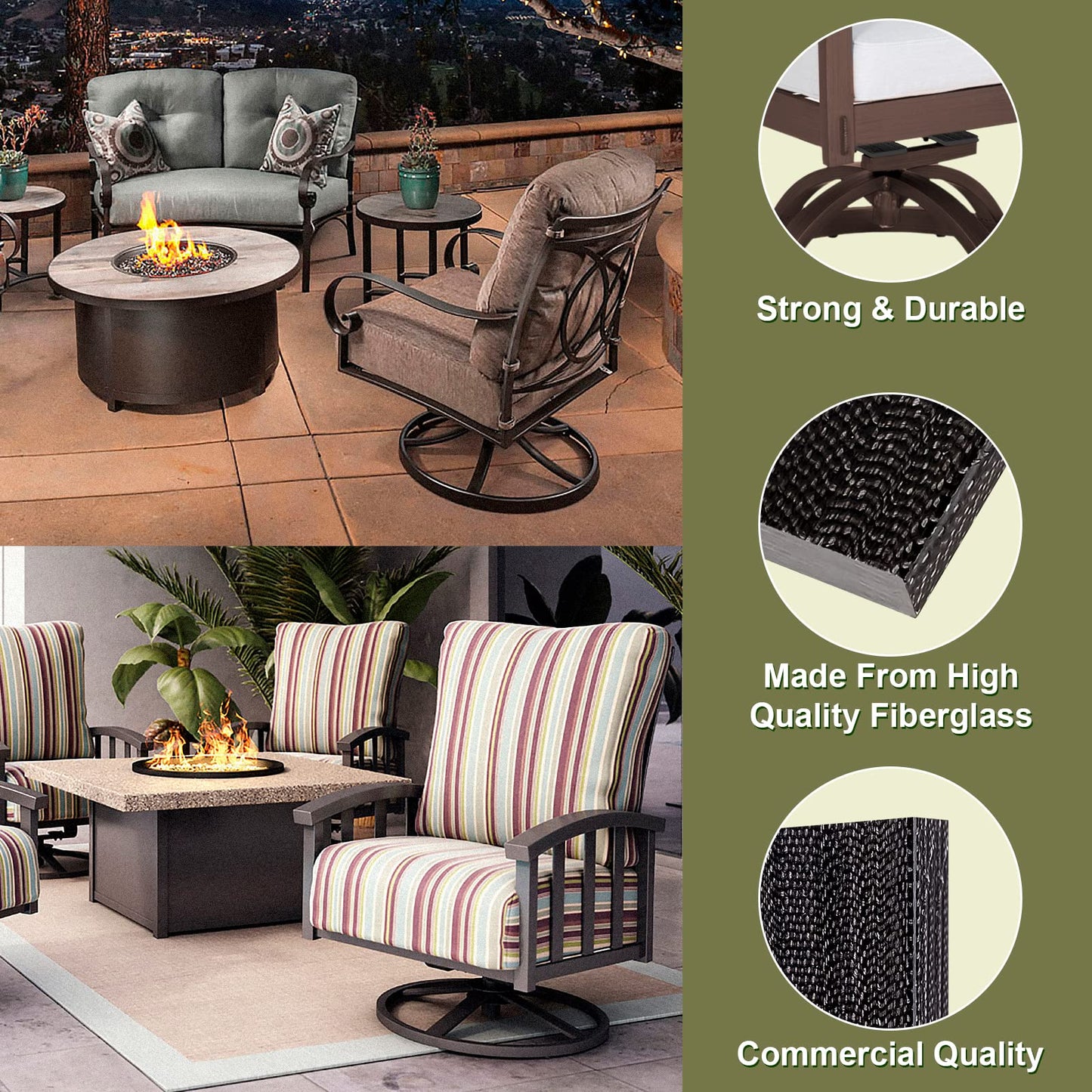 Anwenk 8Pack Patio Rocking Chair Spring Plate Replacement Part Fiberglass Spring Plates Swivel Rocker Chair Lawn Furniture Repair Replacement for Universal Outdoor Patio Furniture, 2.5" x 5"x0.25”