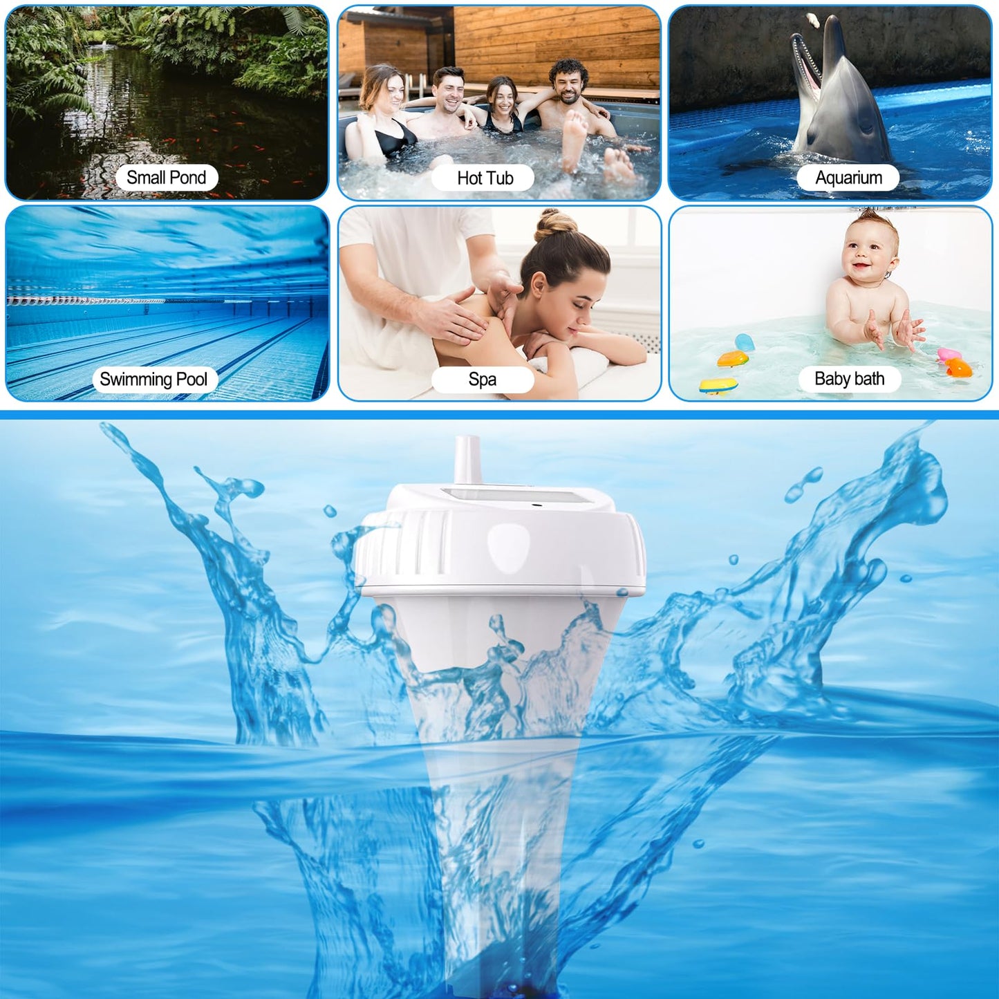Urageuxy Swimming Pool Thermometer, Easy Read Floating Wireless Digital Water Thermometer, IPX8 Waterproof for Hot Tub/Ice Bath/Pond/Pools/Cold Diving/S