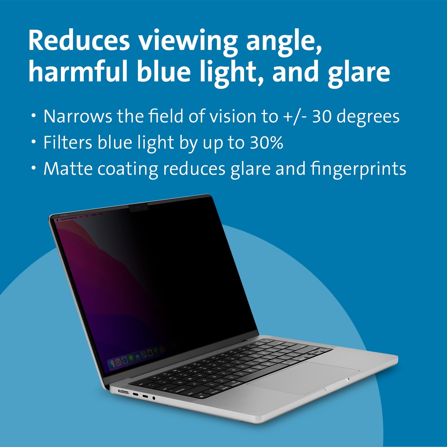 Kensington Magnetic MacBook Pro M4 14 inch Privacy Screen (2021-2024, M1, M2, M3, M4), Reversible Anti Glare Blue Light Filter (K58399WW)