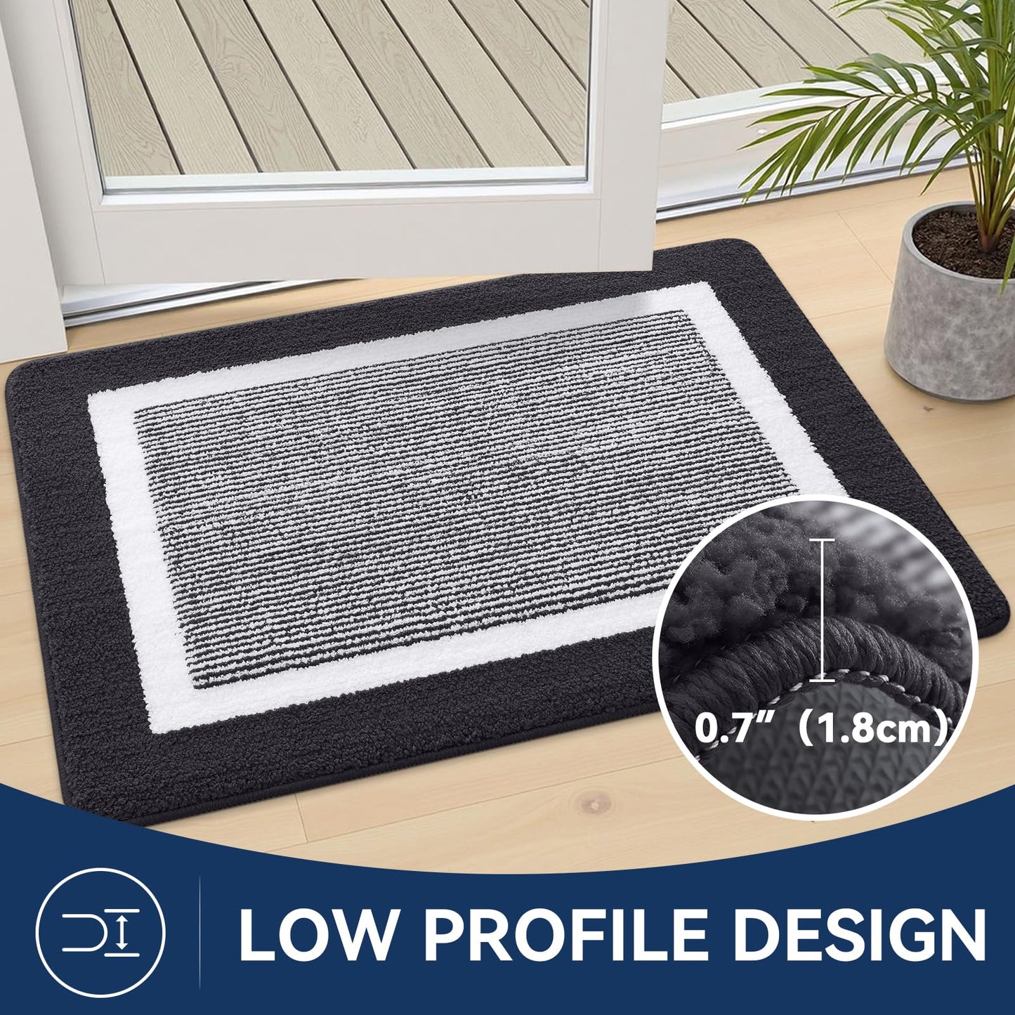 Kitinjoy Indoor Door Mat, Non-Slip Absorbent Mud Trapper Front Door Mats,Washable Durable Door Mats Indoor, Low-Profile Entryway Mat Entrance Mat Indoor, 48"x32", Dark Grey