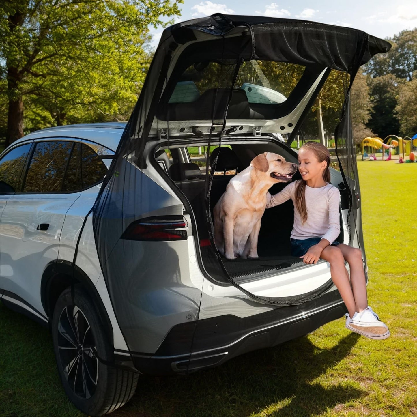 Car Camping Tailgate Mesh Screen for SUV, Mini Van, Great for Ventilation and Mosquito Prevention Car Camping Accessories