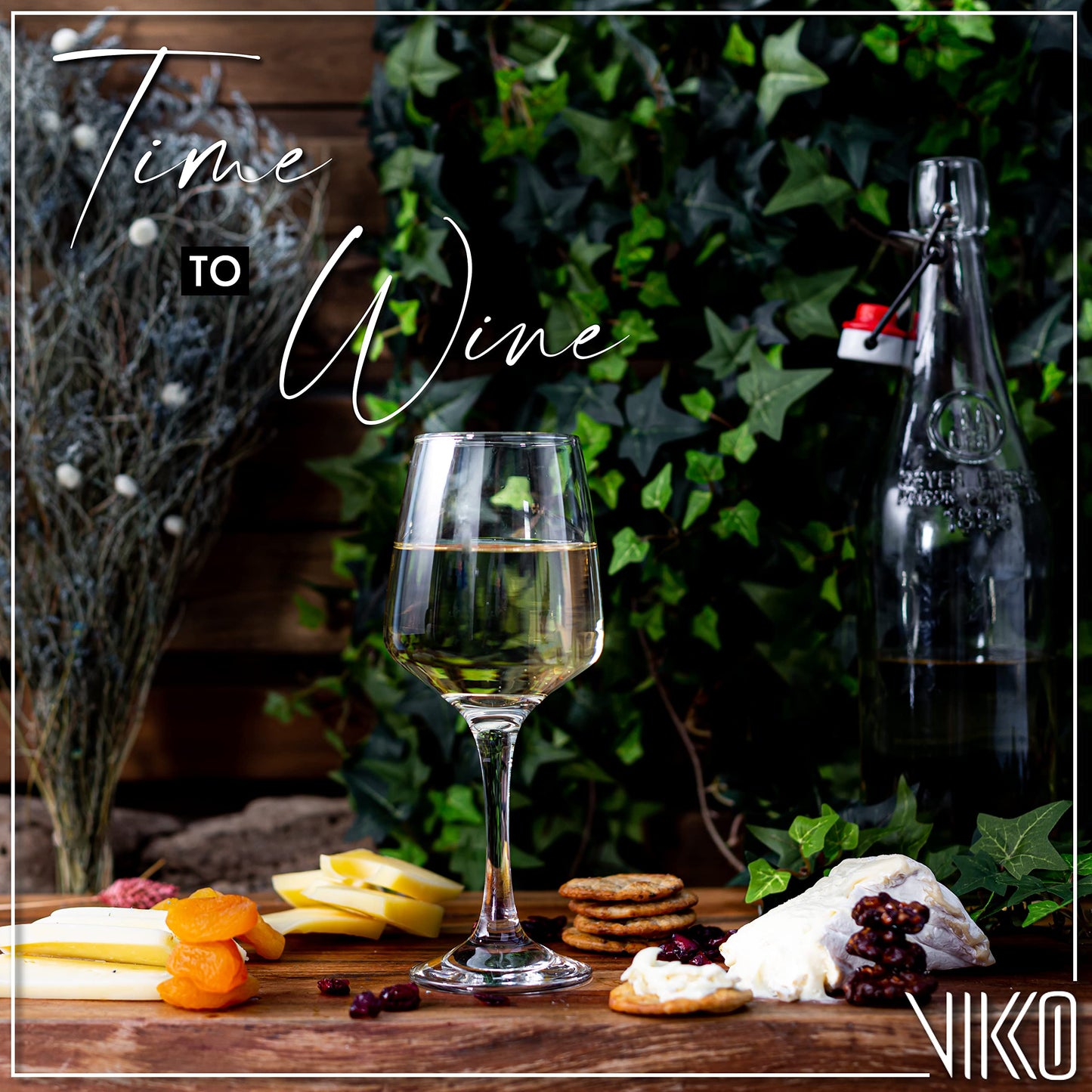 Vikko Wine Glasses, 9.5 Ounce White Red Wine Glasses Set of 6, Lead-Free Premium Crystal Clear Glass, Elegant Style Long Stem Wine Glasses, Great Wedding, Houswarming, Holiday Gift