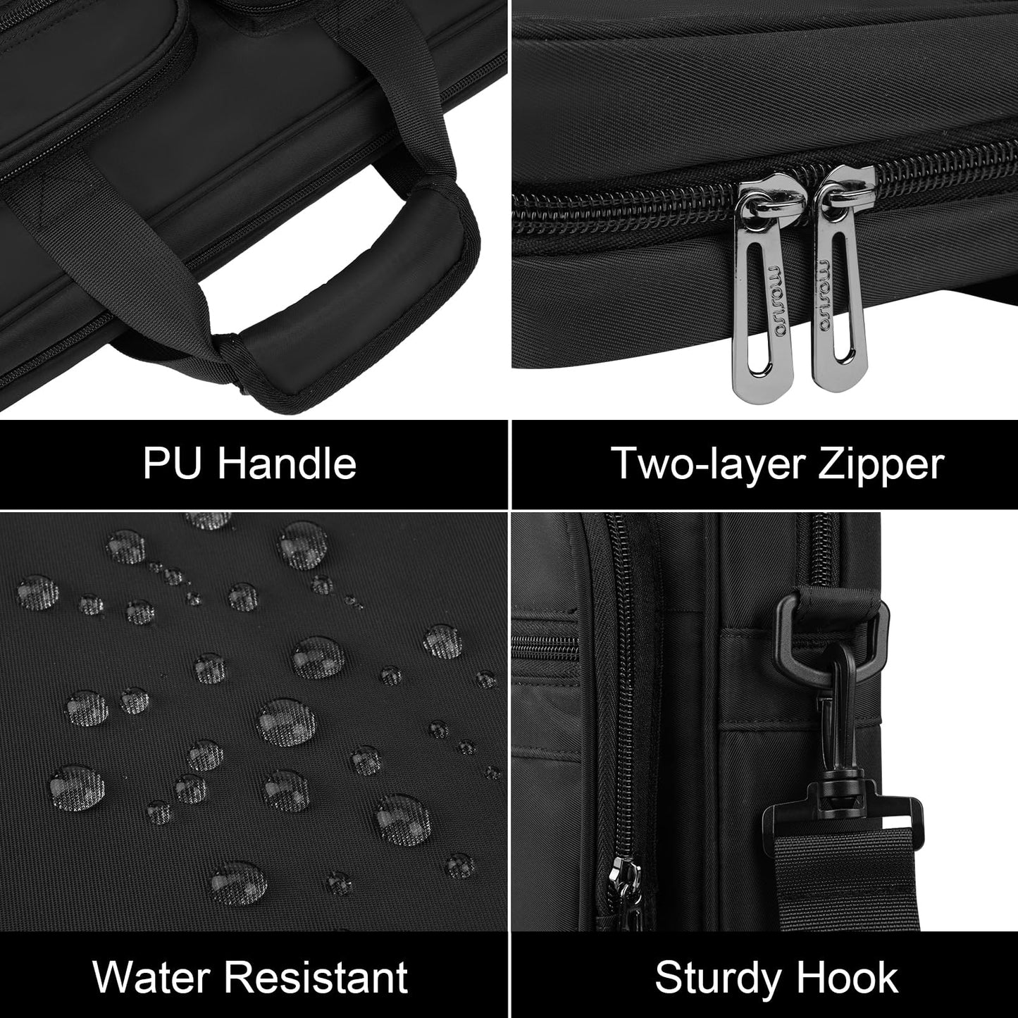 MOSISO Laptop Bag for Men 15.6 inch, 15-16 inch Computer Bags Compatible with MacBook Pro 16 inch/Air 15 inch, HP Dell Lenovo Acer Asus Notebook, Laptop Briefcase Messenger Bags with 4 Pockets, Black