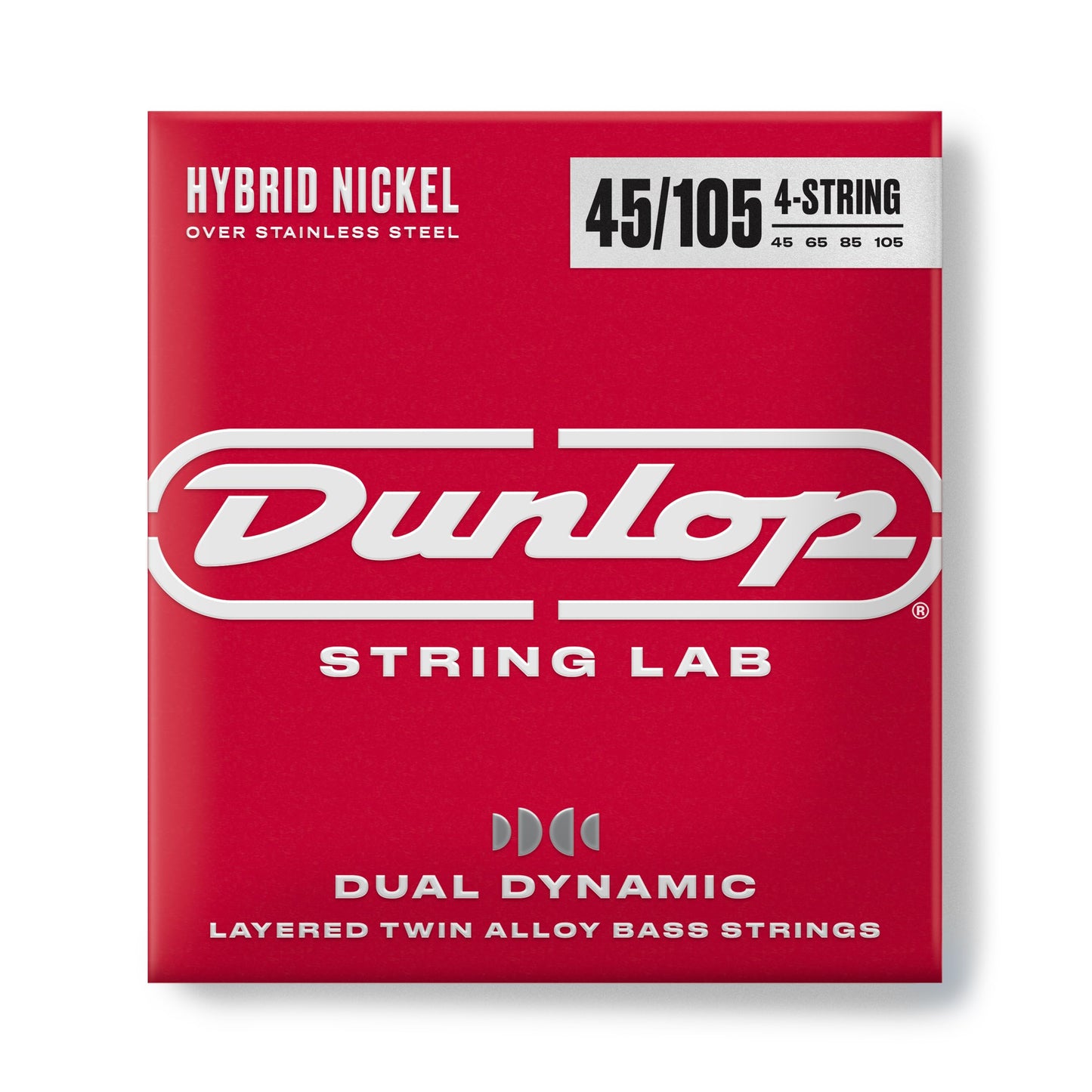 Dunlop Dual Dynamic Layered Twin Alloy Hybrid Wound Bass Strings, 45-105, 4 String (DBHYN45105)