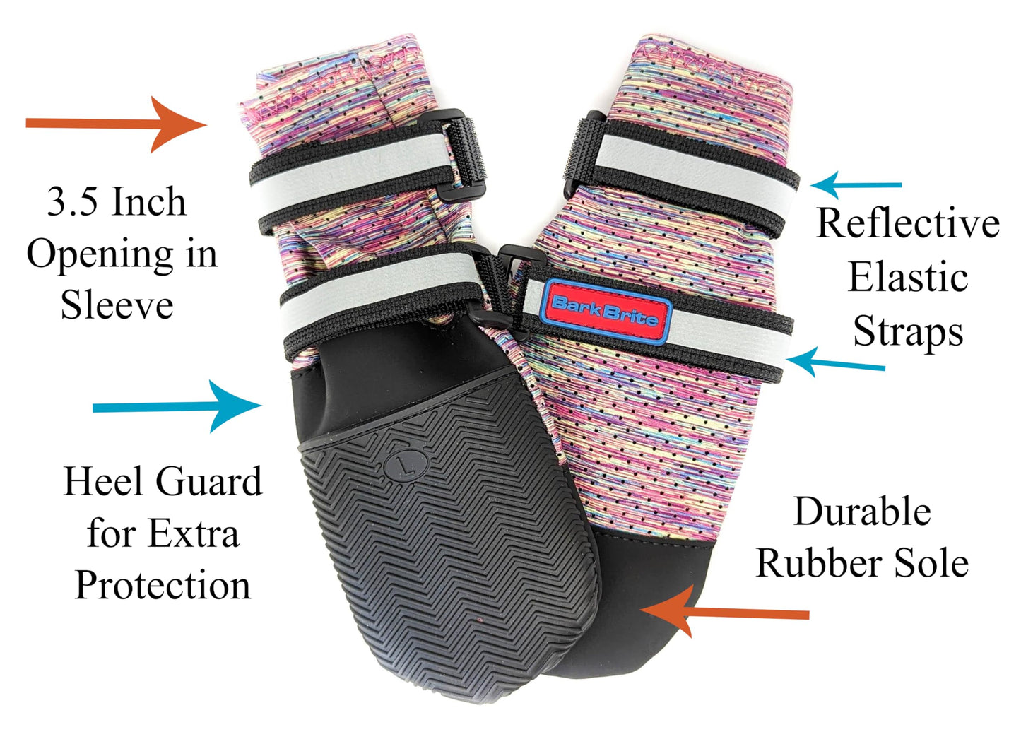 Bark Brite Lightweight Neoprene Paw Protector Dog Boots Designed for Comfort and Breathability in 5 Sizes (Lavender Lg)