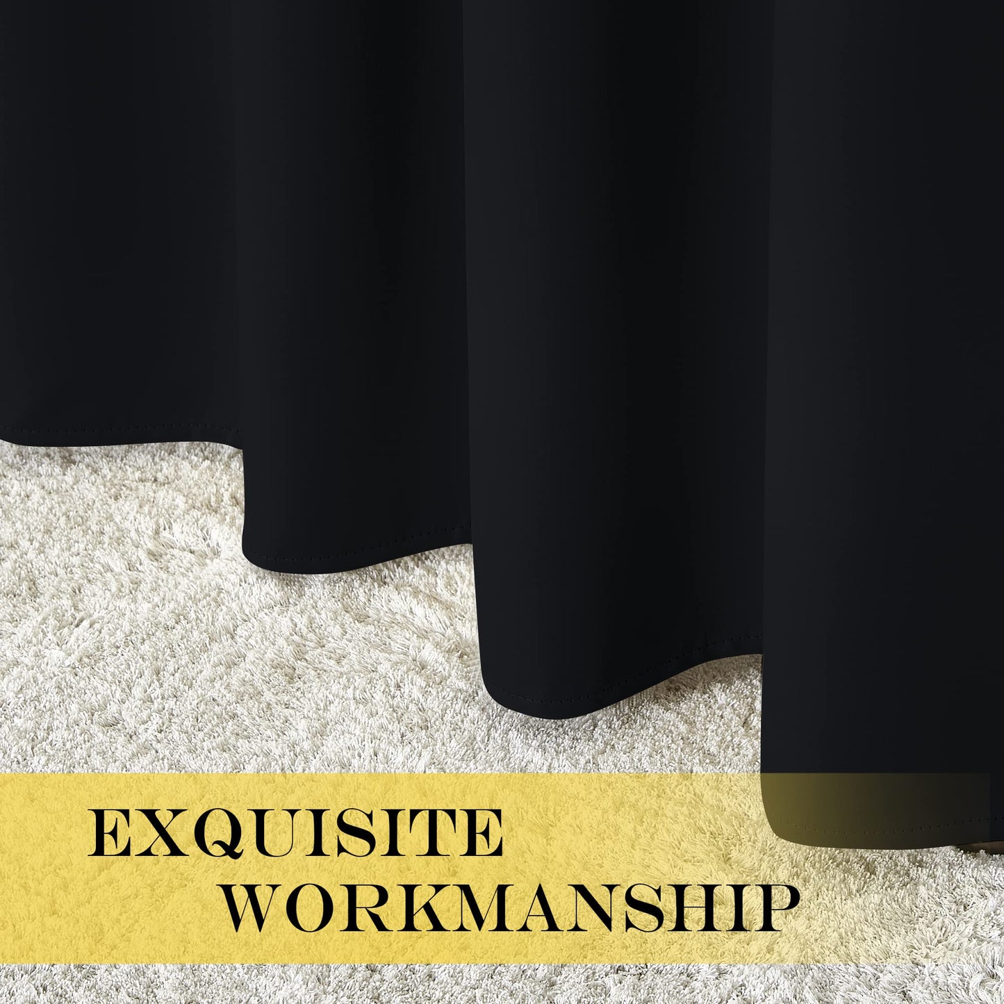 NICETOWN Blackout Sliding Glass Door Curtain for Living Room Extra Wide, Grommet Thermal Insulated Light Blocking Curtain Drape for Patio / French Door, W100 x L84, 1 Panel, Black