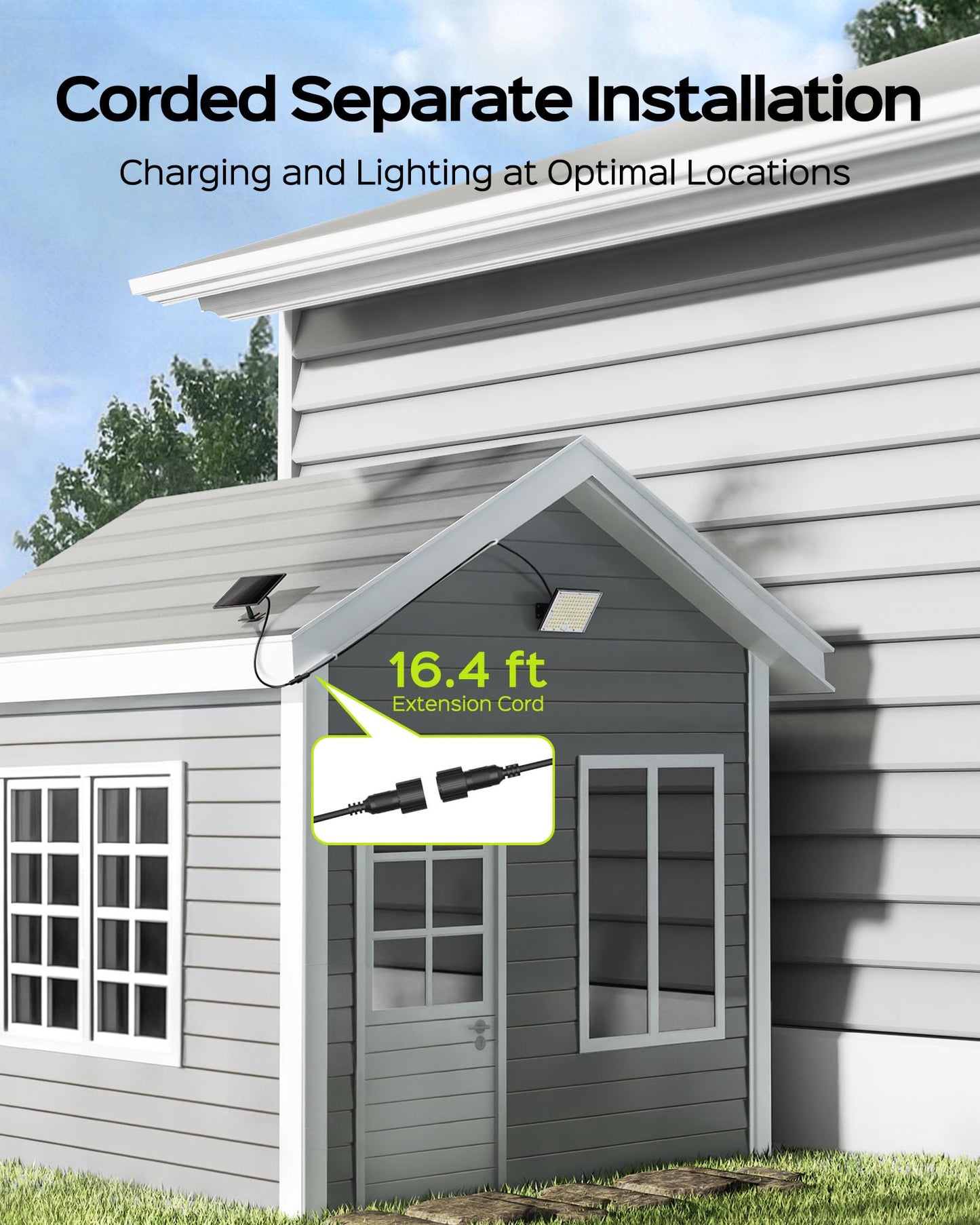 JACKYLED Motion Sensor Solar Lights Outdoor with 113 Bright LEDs, Dusk to Dawn Outside Flood Lights with 16ft Cable, Waterproof Solar Powered Security Spot Lights for Garden Barn Porch Garage, 2 Pack