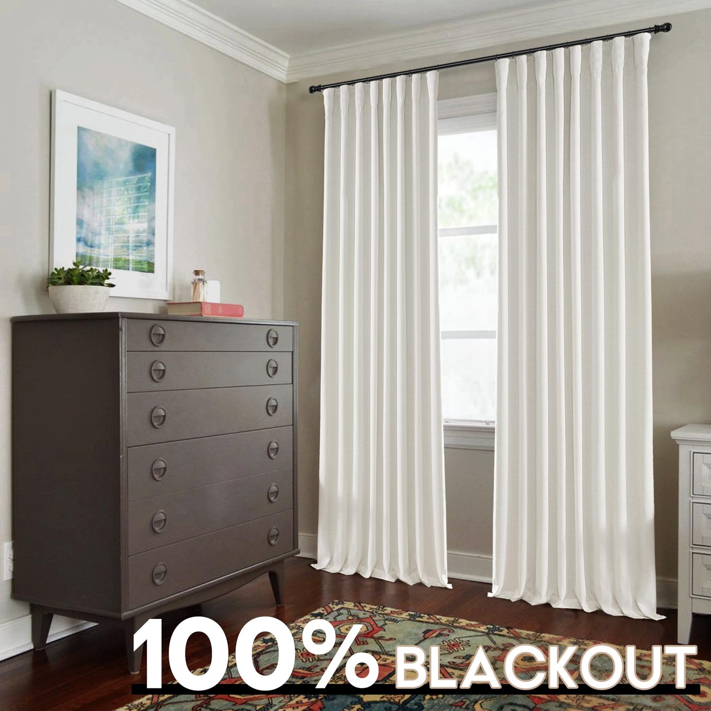 Linen Blackout Curtains 92 Inches Long,Black Out Back Tab Boho Curtains 2 Panels for Bedroom Living Room,Natural Cream