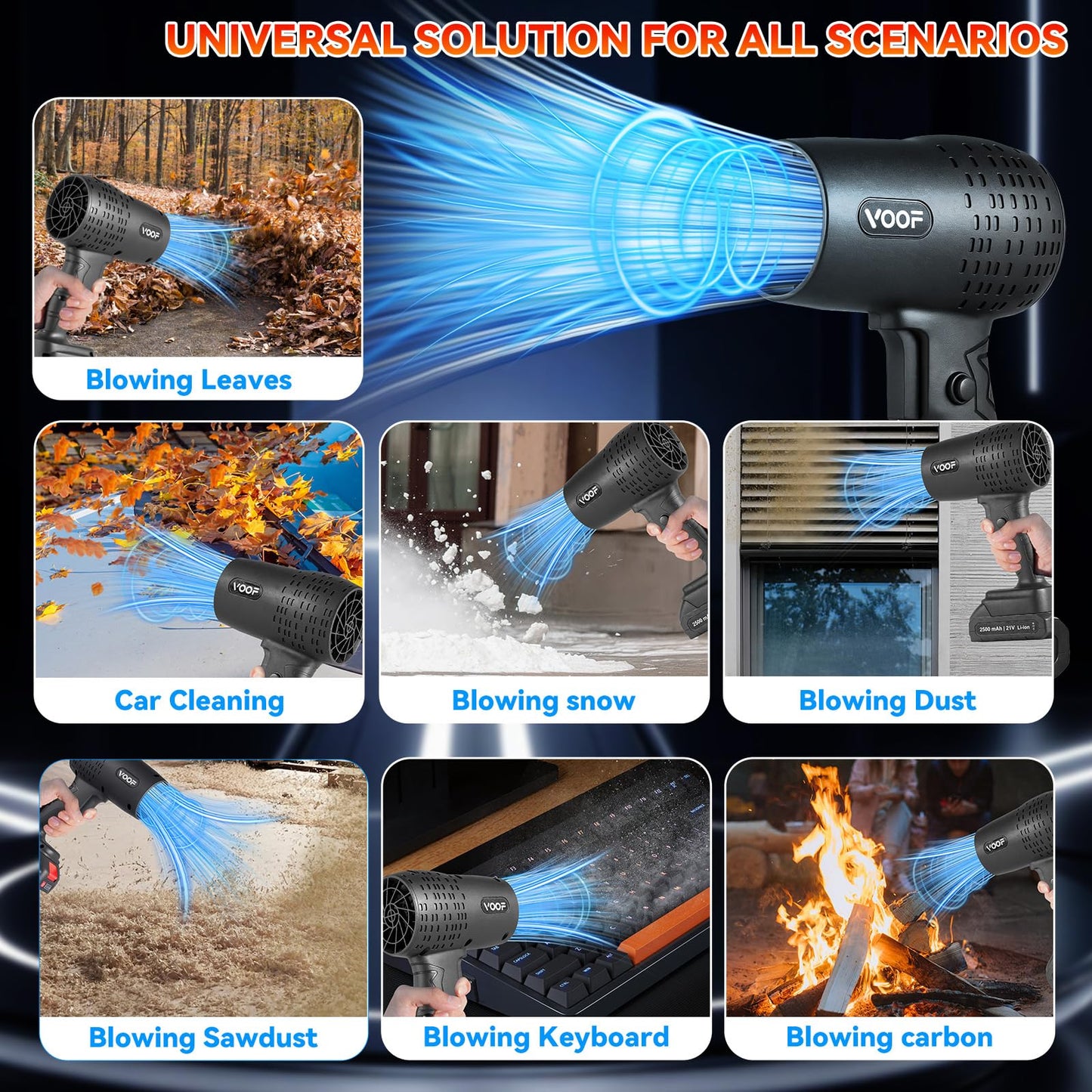 Cordless Leaf Blower, Electric Turbo Jet Blower 250000 RPM, Extended Nozzle, Lightweight Handheld Design, Portable Dust Cleaner for Patio Cleaning, Dust & Debris Cleaning (2 Battery with Toolbox)