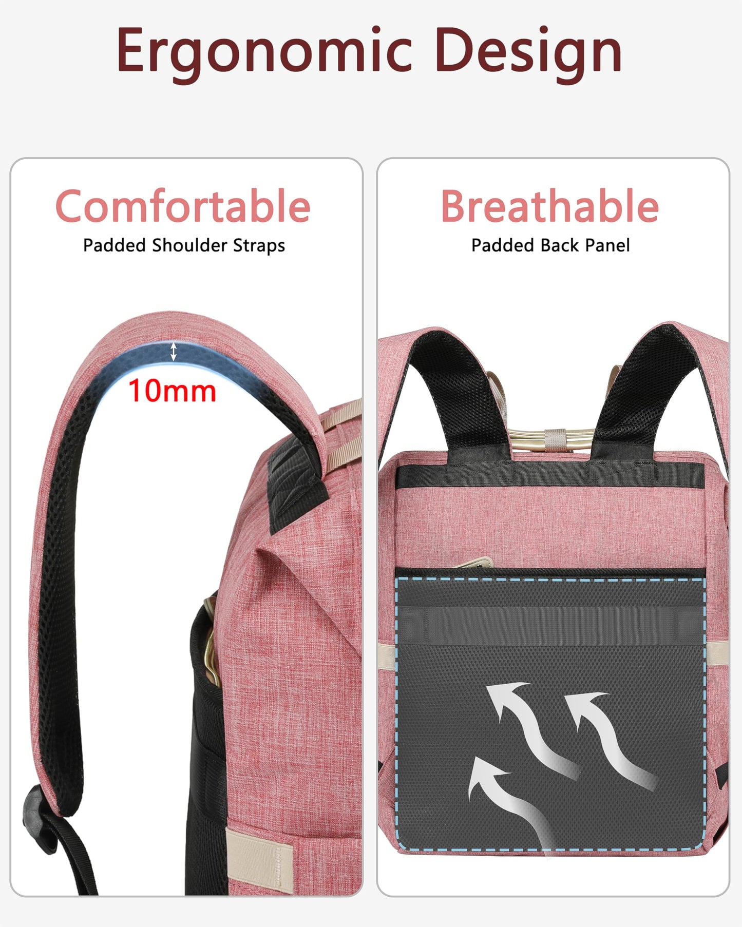 Laptop Backpack for Women,RFID Anti Theft Work Backpack for 15.6 Inch Laptop,Wide Open Large USB Charging Port Water Resistant Durable Backpack, Doctor Teacher College School Travel Shoulder Purse Bag