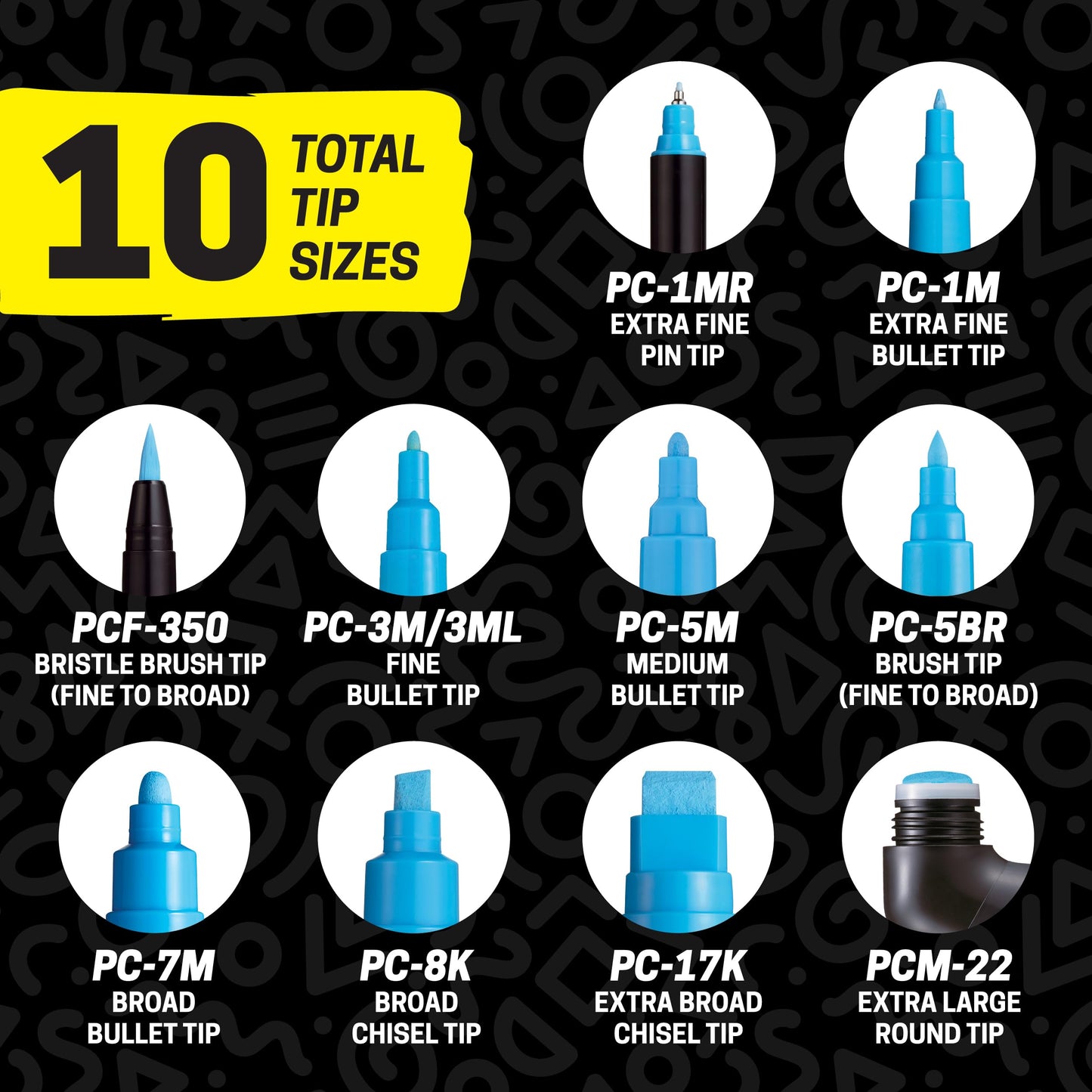 Uni-posca Paint Marker Pen - Extra Fine Point - Set of 12 (PC-1M12C)