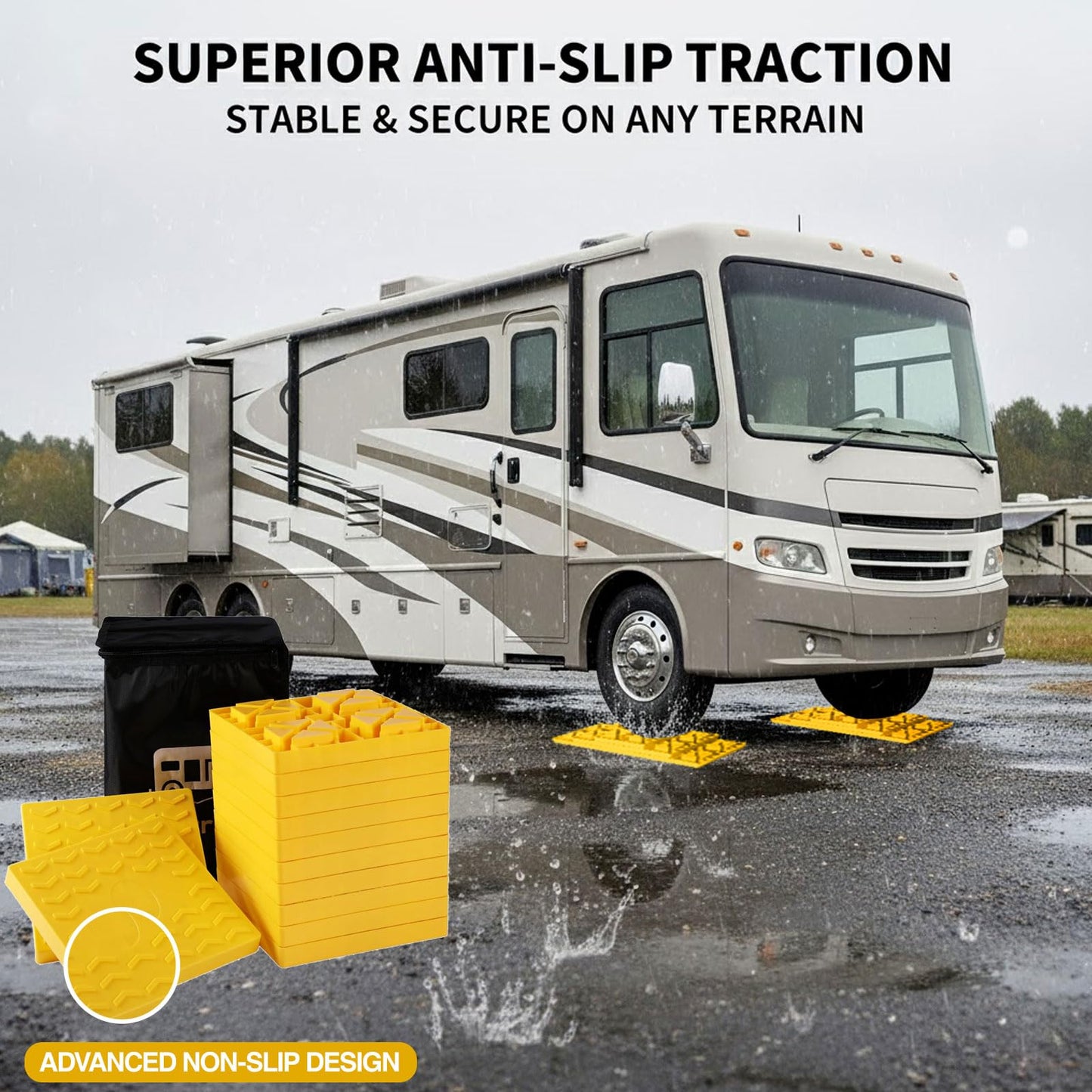 Keltrion Camper/RV Leveling Blocks,12 Packs Suitable for 4 Wheels, Interlocking and Anti-Slip Design with Carrying Bag, Heavy-Duty for Camper Travel Trailer, Yellow