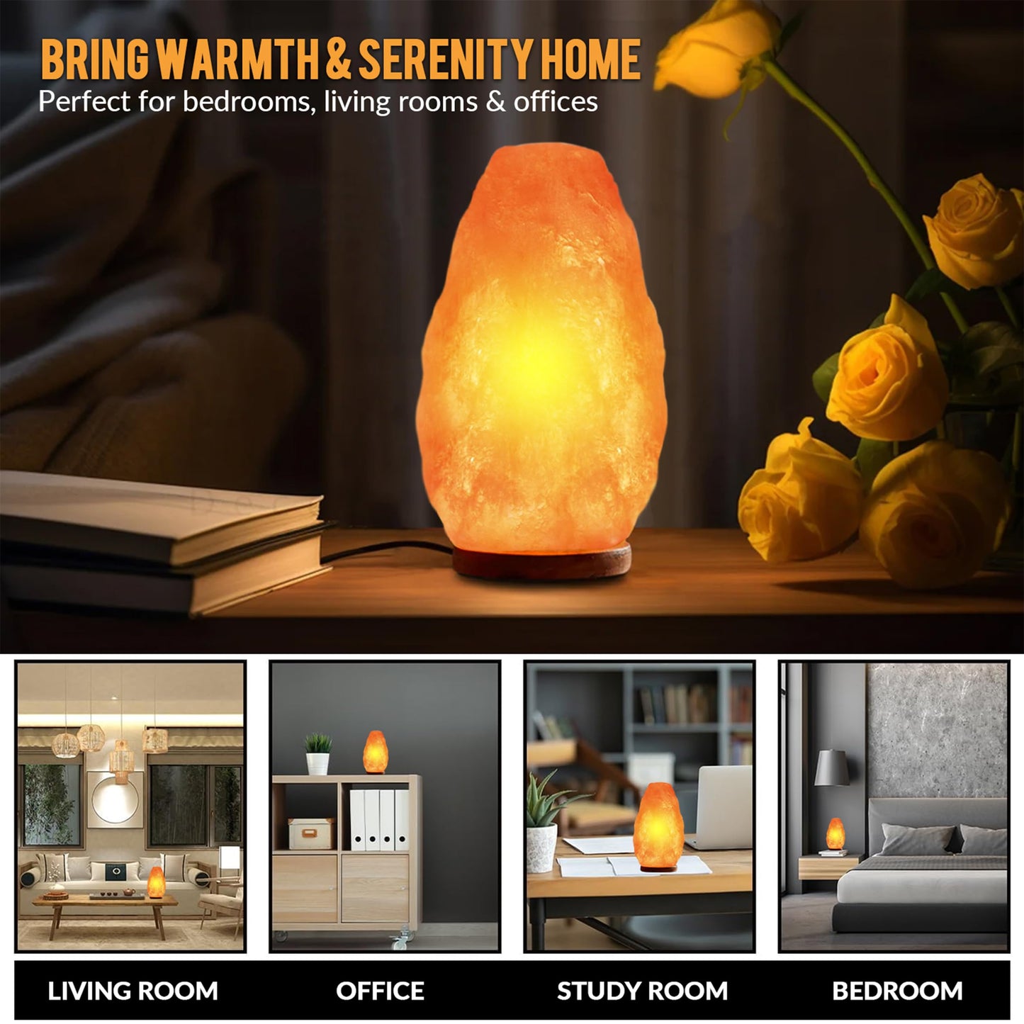 Himalayan Glow Natural Pink Salt Lamp, Crystal Salt Lamp Night Light with (ETL Certified) Brightness Control Dimmer Switch, Wooden Base & Salt Lamps Bulb, 5-7 Lbs