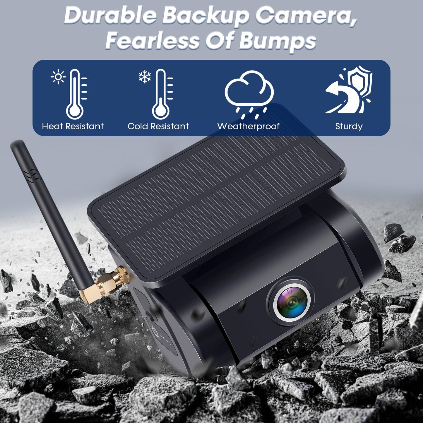 Wireless Backup Camera for Trucks Magnetic: Solar-Powered, WiFi, No Wiring, HD 1080P, Night Vision, Easy Installation for Towing & Parking