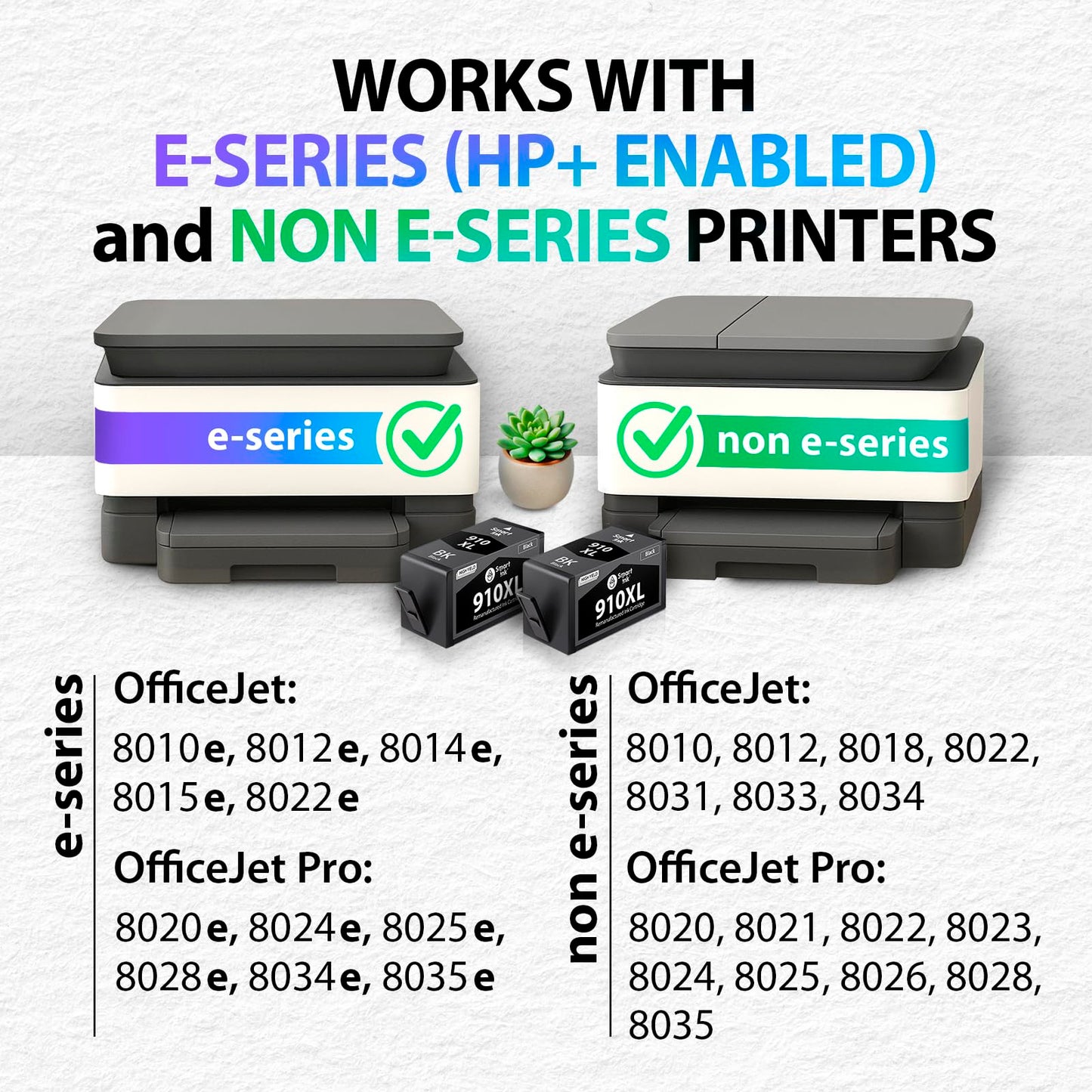 Smart Ink Remanufactured Ink Cartridge Replacement for HP 910 XL 910XL (2 Black Pack) to use with OfficeJet 8015e 8022e 8010e 8015 8022 8010 OfficeJet Pro 8025e 8025 Printers
