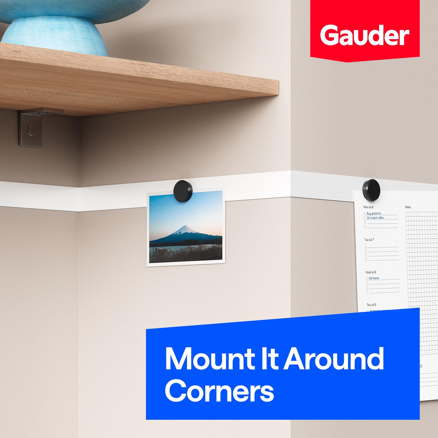 GAUDER Self-Adhesive Metal Tape - Ideal for Tonie Figures & Shelves - Holding Surface for Magnets - Ferrous Tape with Foam Adhesive - Thin Metal Steel Strip (10 ft x 1.4 in)