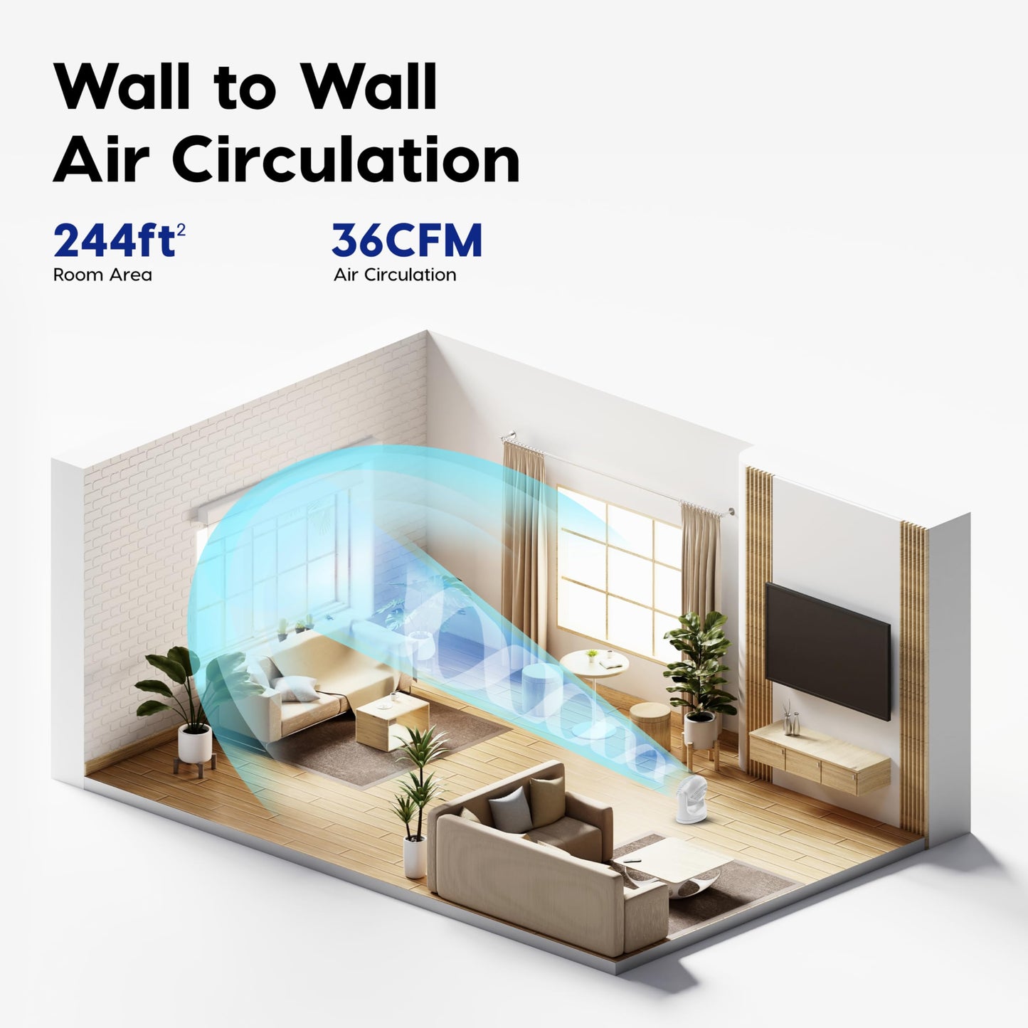 IRIS USA WOOZOO Desk Fan with Remote, Oscillating Table Air Circulator, 3 Speeds, 52ft Max Air Distance, 112° Adjustable Tilt, 30db Low Noise Motor, Small Fan for Bedroom, Office, Dorm, White