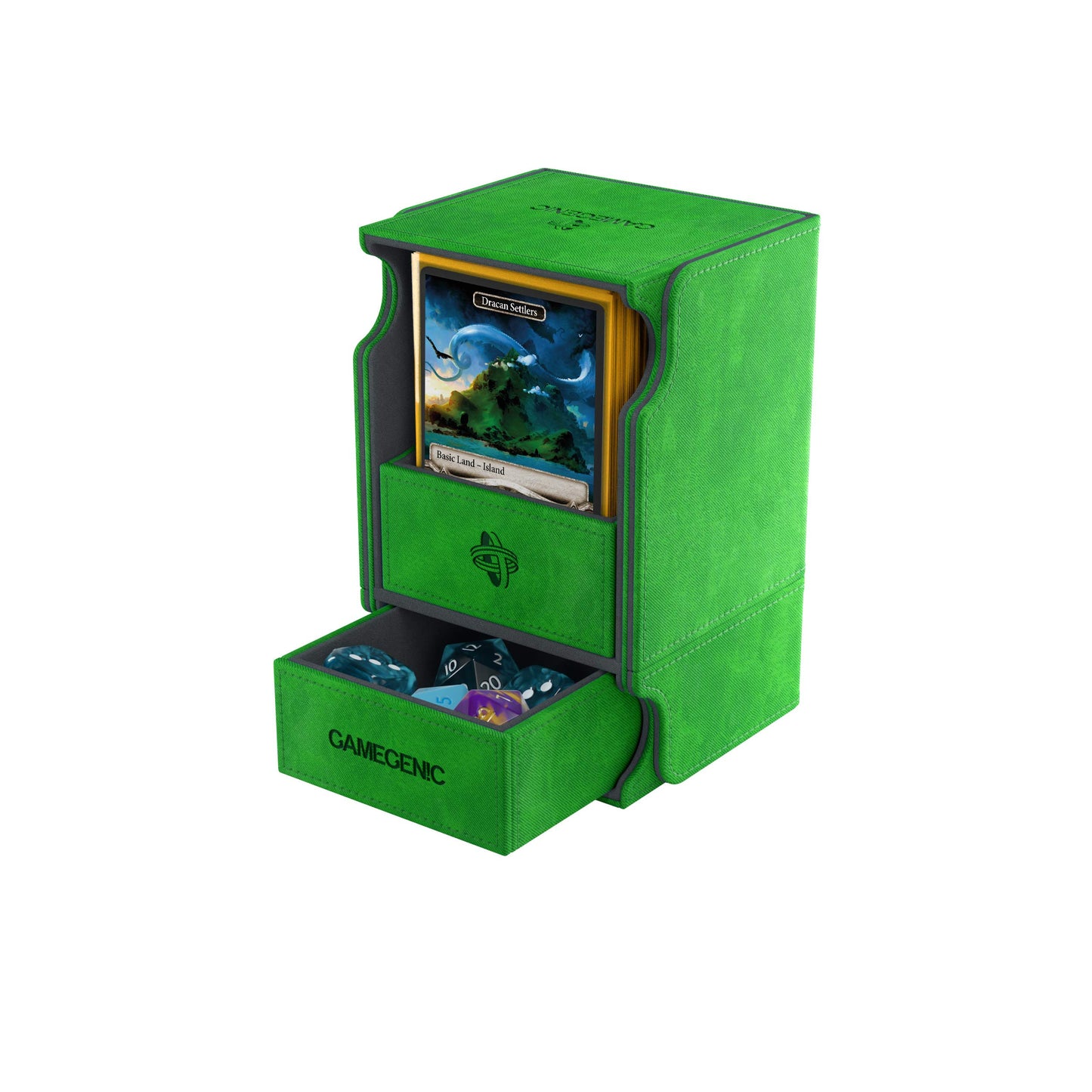 GameGenic Card Deck Box - Deck Convertible Green 100CT – Durable and Sturdy TCG, OCG Card Storage – Compatible with Pokemon Yugioh Commander and MTG Magic: The Gathering Cards