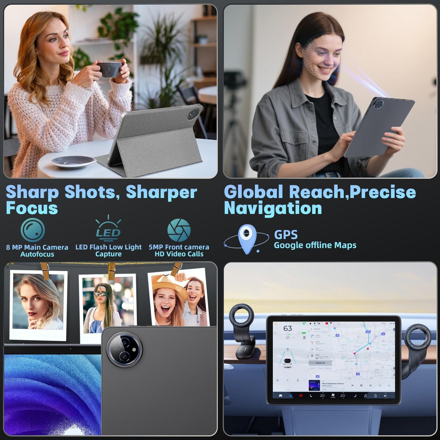 Android 15 Tablet 10 inch,24GB RAM 128 ROM,Tablets with Keyboard Mouse Stylus,1TB Expandable,Octa-Core 6000mAh 1280x800 IPS HD,5G WiFi,T615 CPU,High Performance,Processor,Dual Camera(Gray)