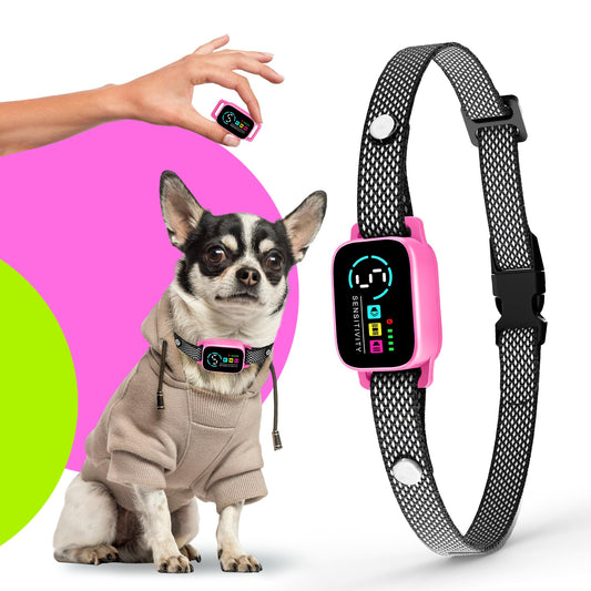 Bark Collar for Small Dogs 5-15 lbs – No Shock Anti Barking Collar with AI Chip – 3 Modes & 5 Sensitivity Levels – Waterproof, Rechargeable, Magnetic Charging – Humane, Effective Training (Pink)