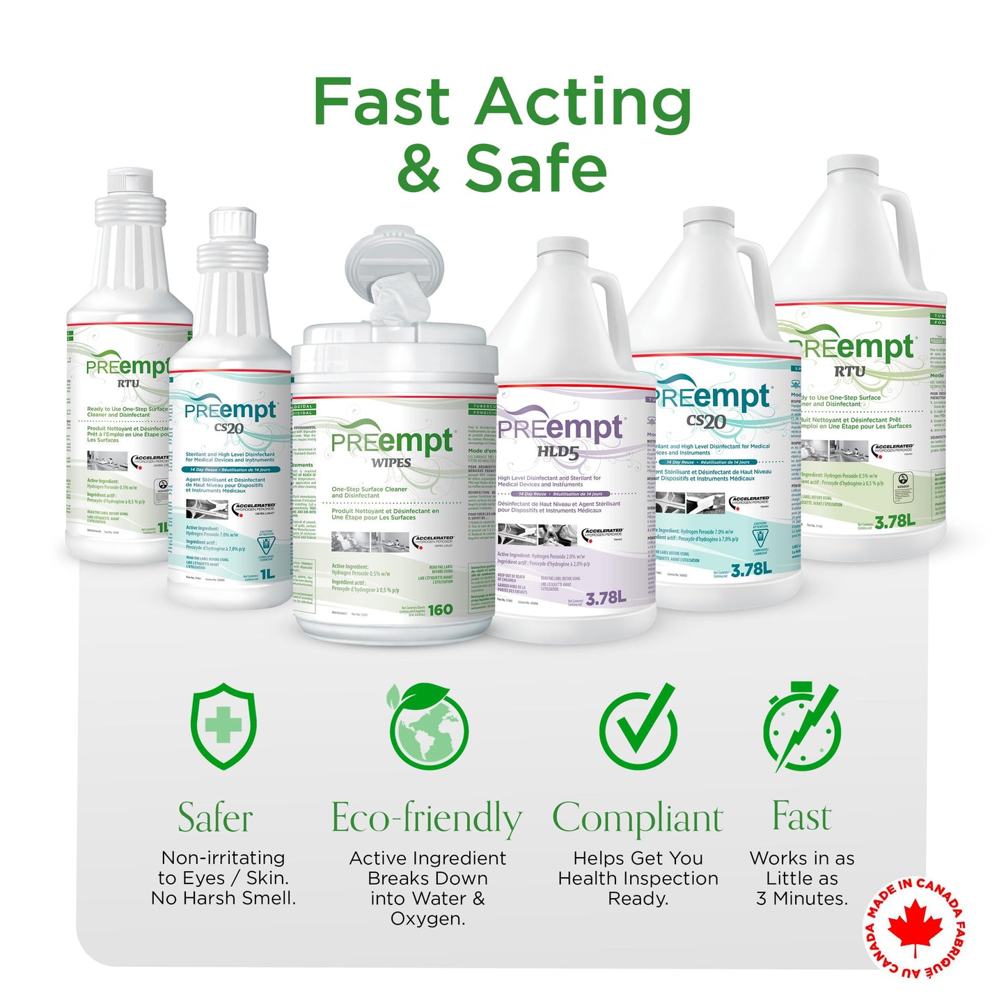 PREempt CS20 Sterilant and High-Level Disinfectant for Reusable Spa, Salon and Nail Tools and Implements (3.78 Liter)