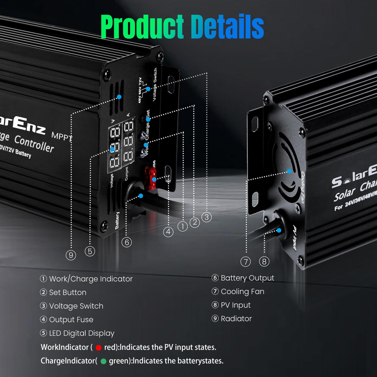 12A Boost MPPT Solar Charge Controller Solar Panel Regulator for24V/36V/48V /60V/72V Lead-Acid, LiFePO4, Gel, Flooded Batteries etc in Golf Cart,eBike,Club Car, Scooterand Solar System
