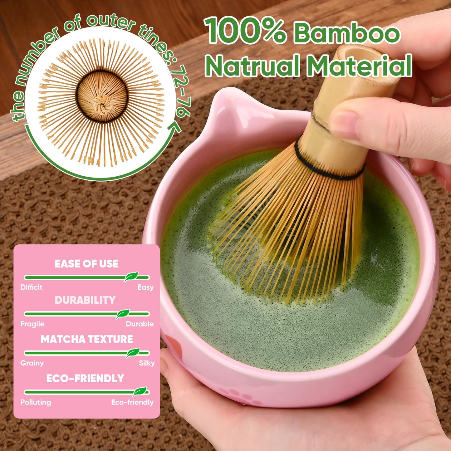 Vanmiya Matcha Whisk Set, 5Pcs Ceramic Matcha Set Includes Matcha Bowl, Matcha Whisk and Holder, Bamboo Scoop and Sifter, Ideal Matcha Bowl Set for Authentic Matcha Tea Experience