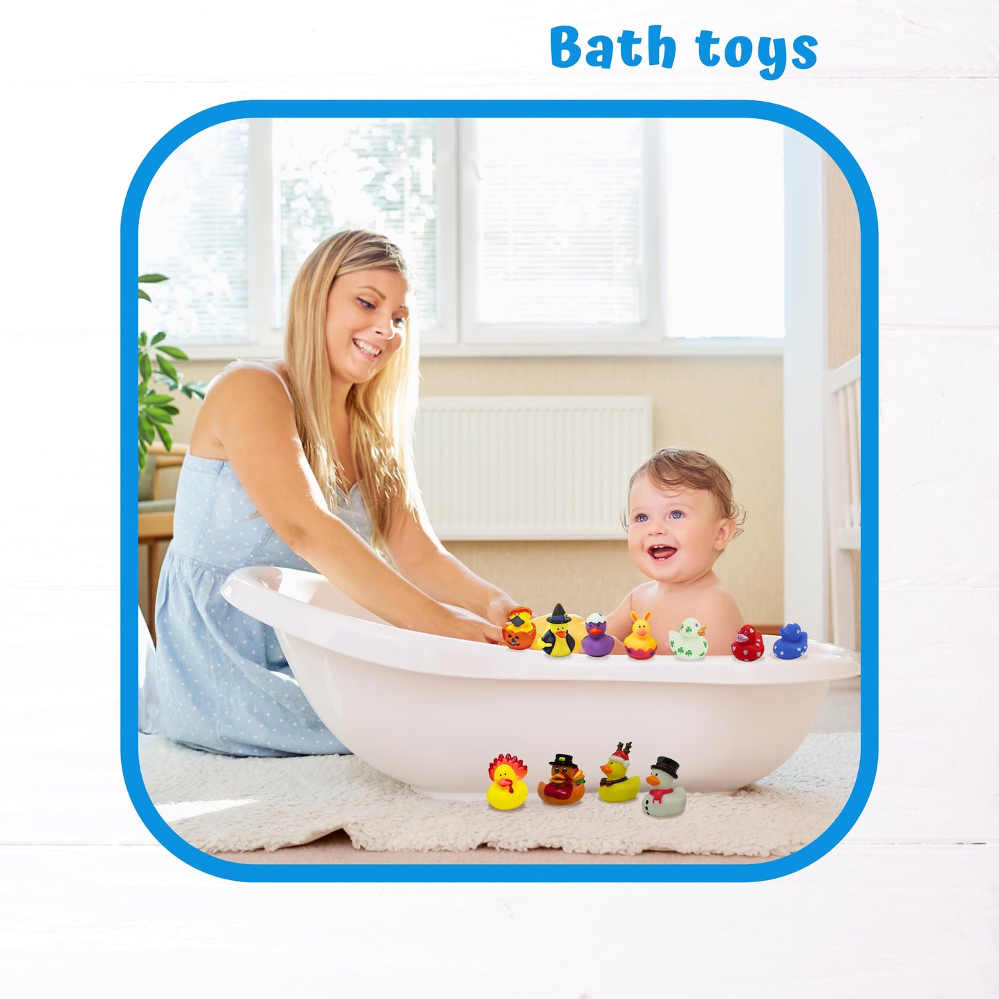 4E's Novelty Rubber Ducks for All Holidays, Bulk Pack of 42 - Includes 6 of Each Holiday, Valentines Day Rubber Ducks, Easter Duckies, Bath Toys for Kids, Gift for Jeep Owners, Jeep Ducking