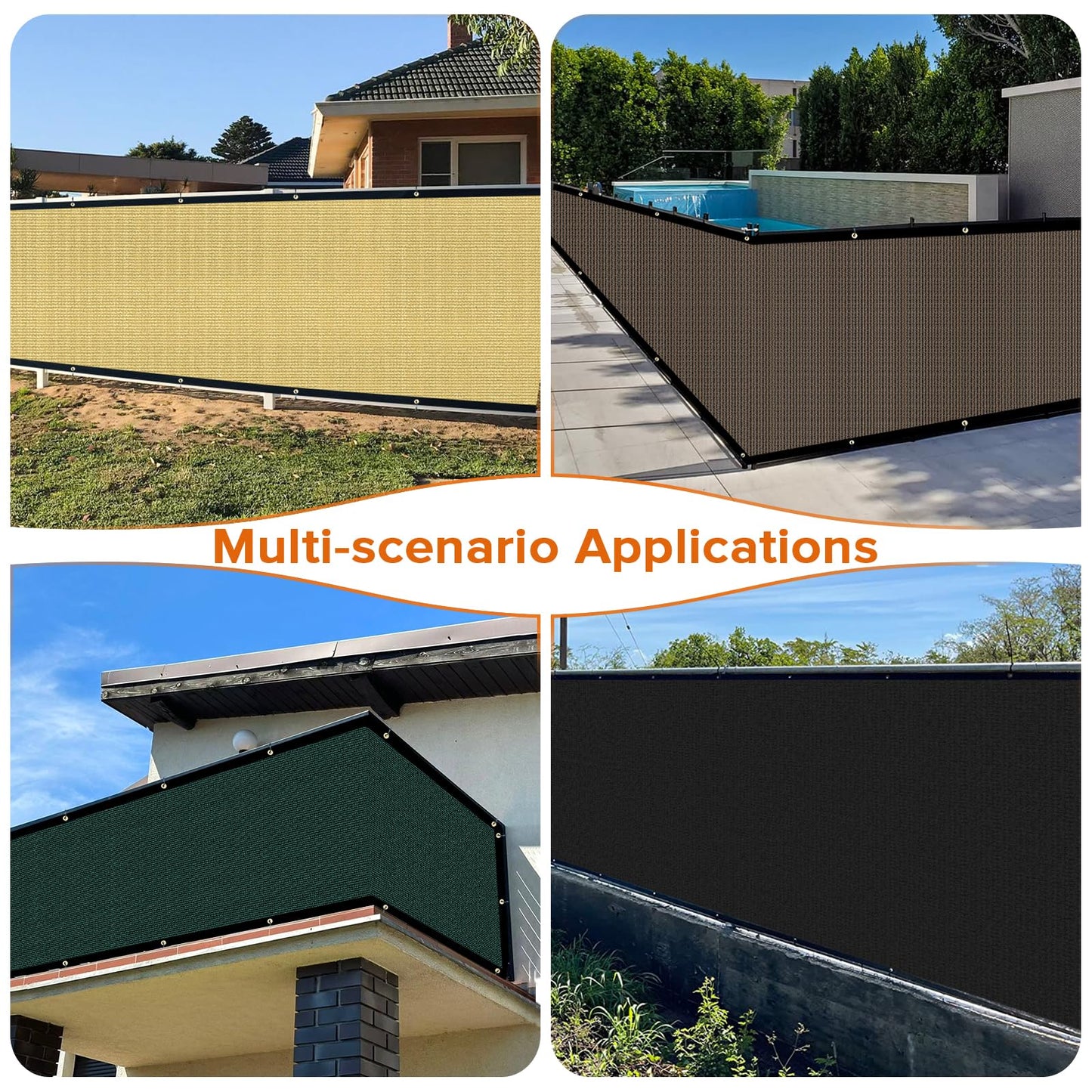 Cisvio 6ftx50ft Fence Privacy Screen Heavy Duty 170 GSM Windscreen Fabric Privacy Screen Covering Mesh Fencing For Decorative Fences Outdoor Patio, Backyard, Pool, Deck, Dark Green