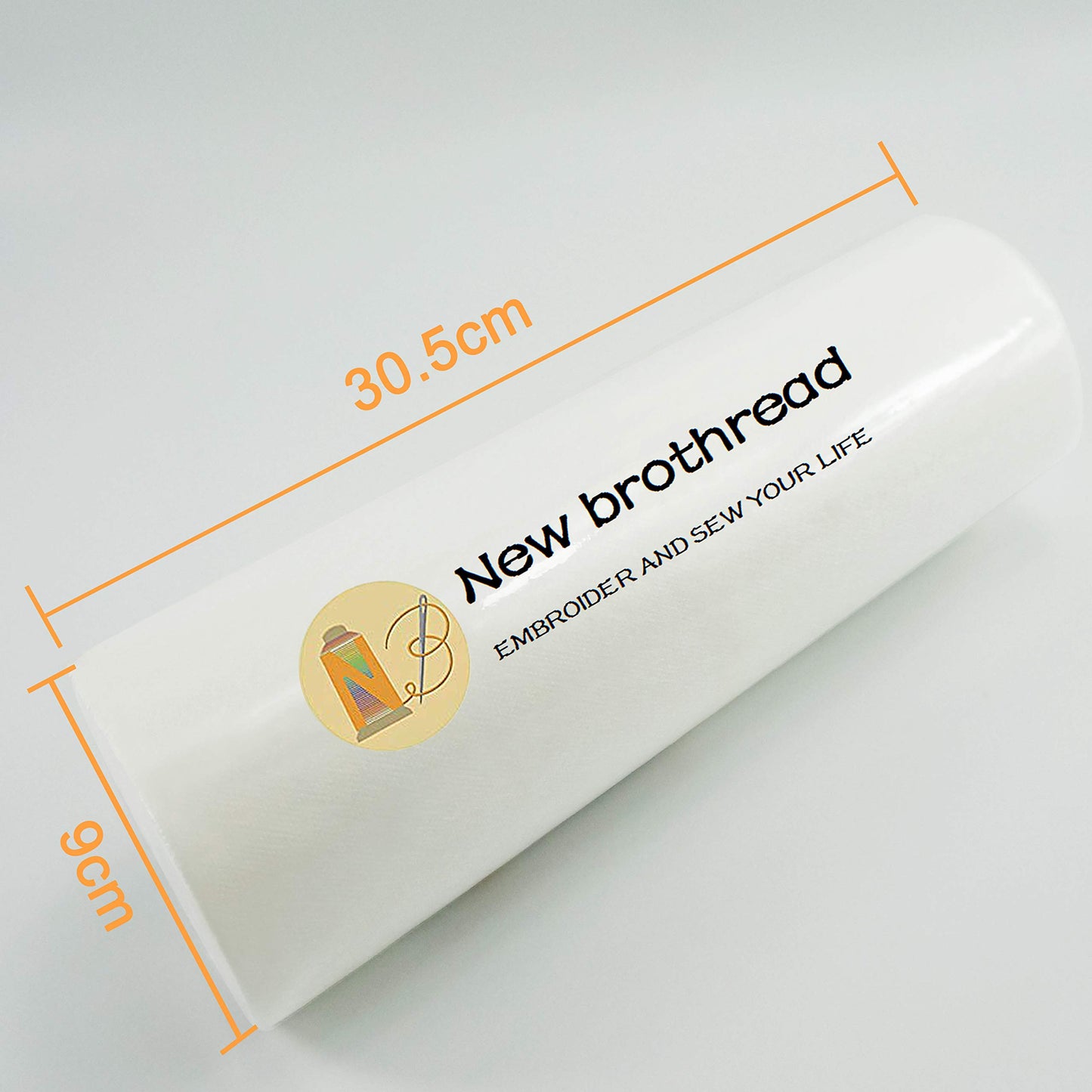 New brothread Wash Away - Water Soluble Machine Embroidery Stabilizer Backing & Topping 12" x 25 Yd roll - Light Weight - Cut into Variable Sizes for Machine Embroidery and Hand Sewing