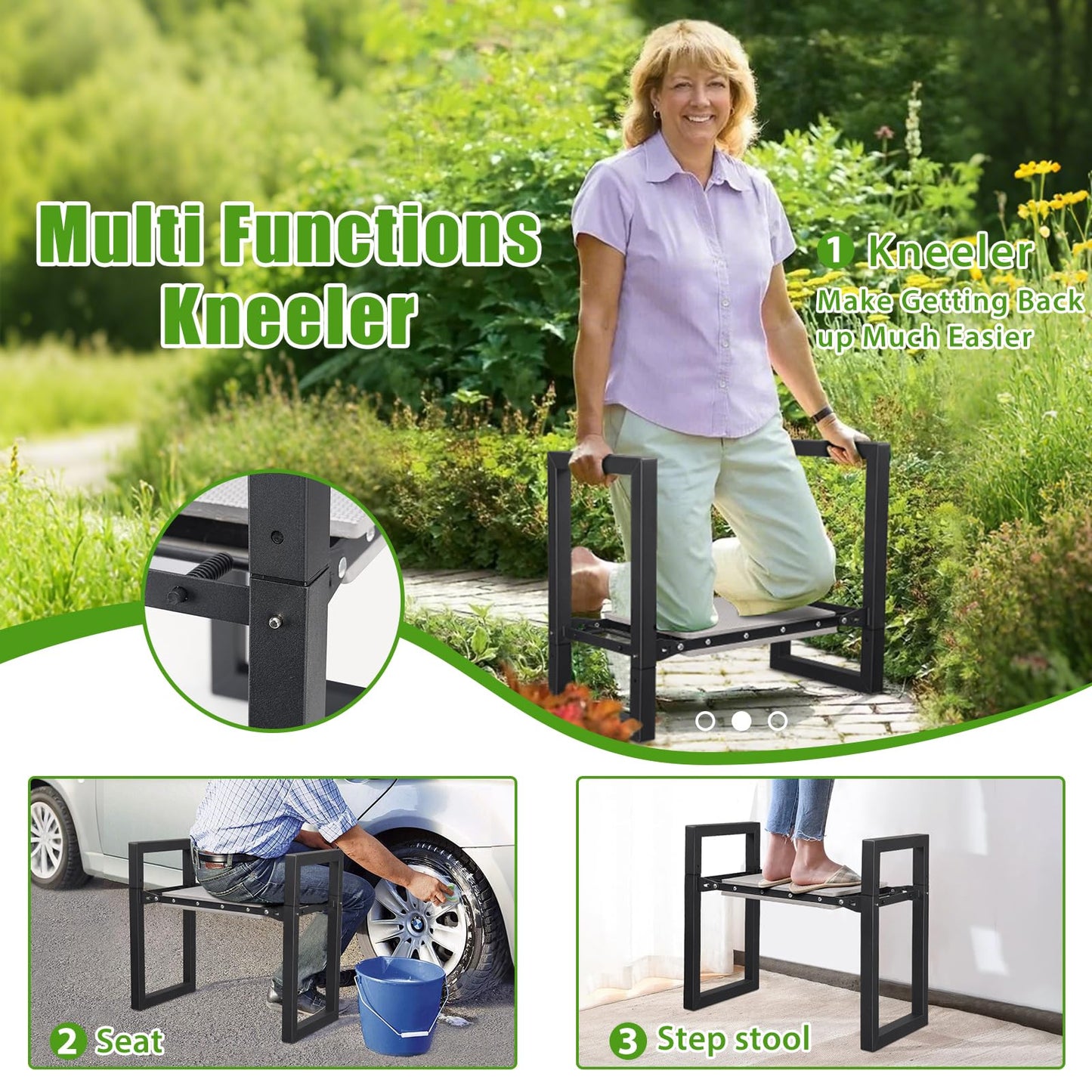 Garden Kneeler and Seat, Folding Heavy Duty Widened Thick Gardening Bench for Kneeling and Seat, Multifunctional Kneeler Bench, Gardening Tools Gifts for Women,Grandparents,Relieve Knee Back Pain