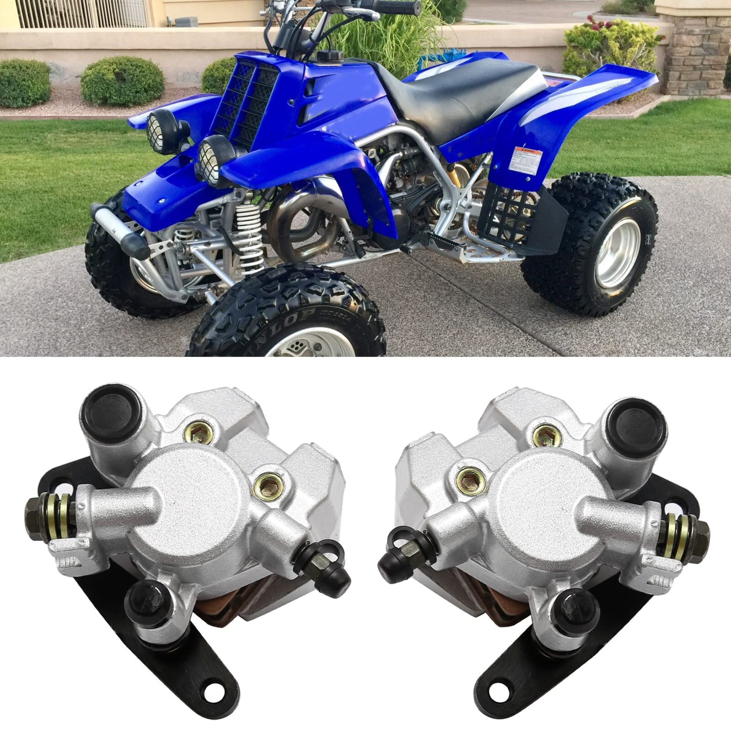 EATAKWARD Front Left & Right Brake Calipers & Pads 3GD-2580T-01-00 3GD-2580U-01-00 Replacement for Yamaha Banshee Big Bear Grizzly Kodiak Warrior Wolverine YFM 125 250 350 400 450 660 YFZ350 (Black)