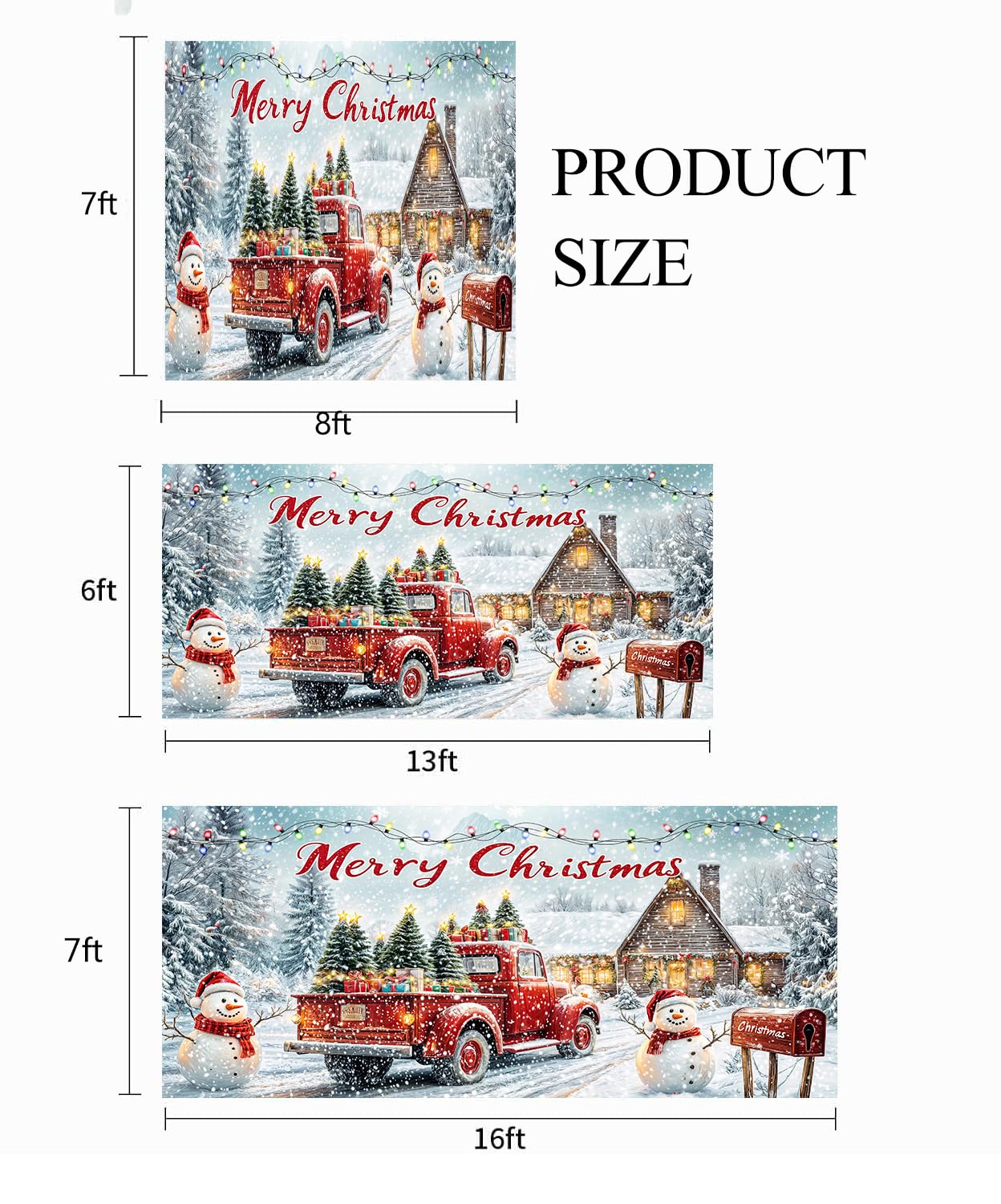 Christmas Garage Door Cover Banner Decorations, Merry Christmas Snowman Holiday Xmas 2025 2026 Front Outdoor Car Garage Door Murals Buddy Decorations Backdrops Party Wall Decor Extra Large 16 X 7 Ft