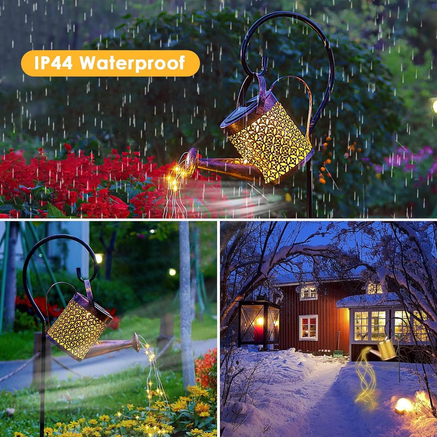 Fohil 2 Pack Solar Garden Lights, Solar Watering Can Lights Garden Decor, Waterproof Retro Metal Hanging Solar Lantern Light for Patio Porch Lawn Yards Backyard Pathway Outdoor Decorations
