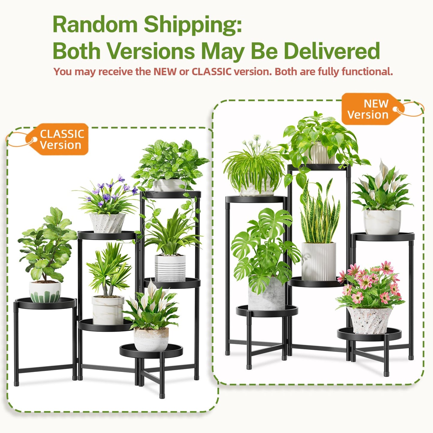 iDavosic.ly 6 Tier Large Plant Stand Indoor, 10 Inch Wide Tall Corner Metal Plant Stands Outdoor for Multiple Plants, Folding Tiered Flower Display Holder Rack Shelf, Black