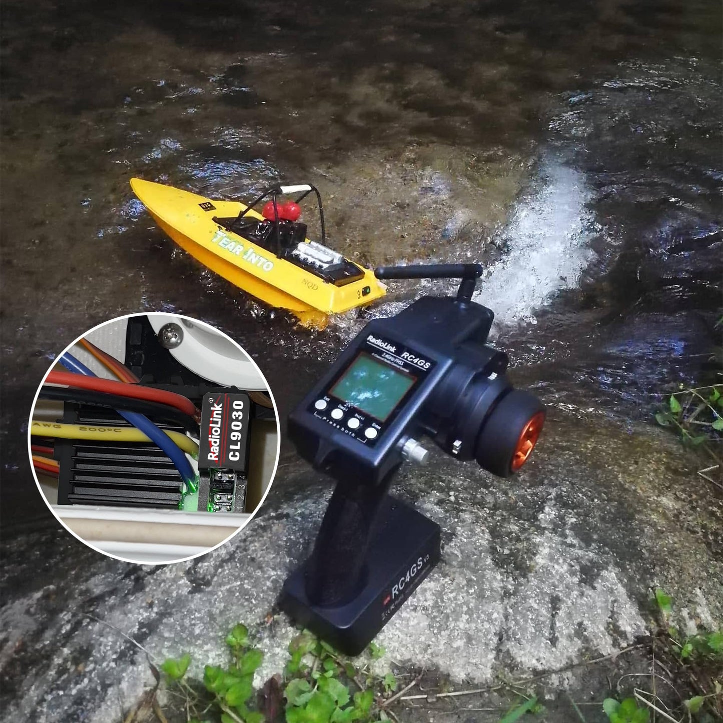 Radiolink CL9030 ESC 90A Brushed (2-4S) Waterproof Built-in BEC 5A Selectable 5.5V/7.5V for 1/10 RC Truck Crawlers Tanks Cars Bait Boats Supports Twin Engines Models (XT60 Plug)