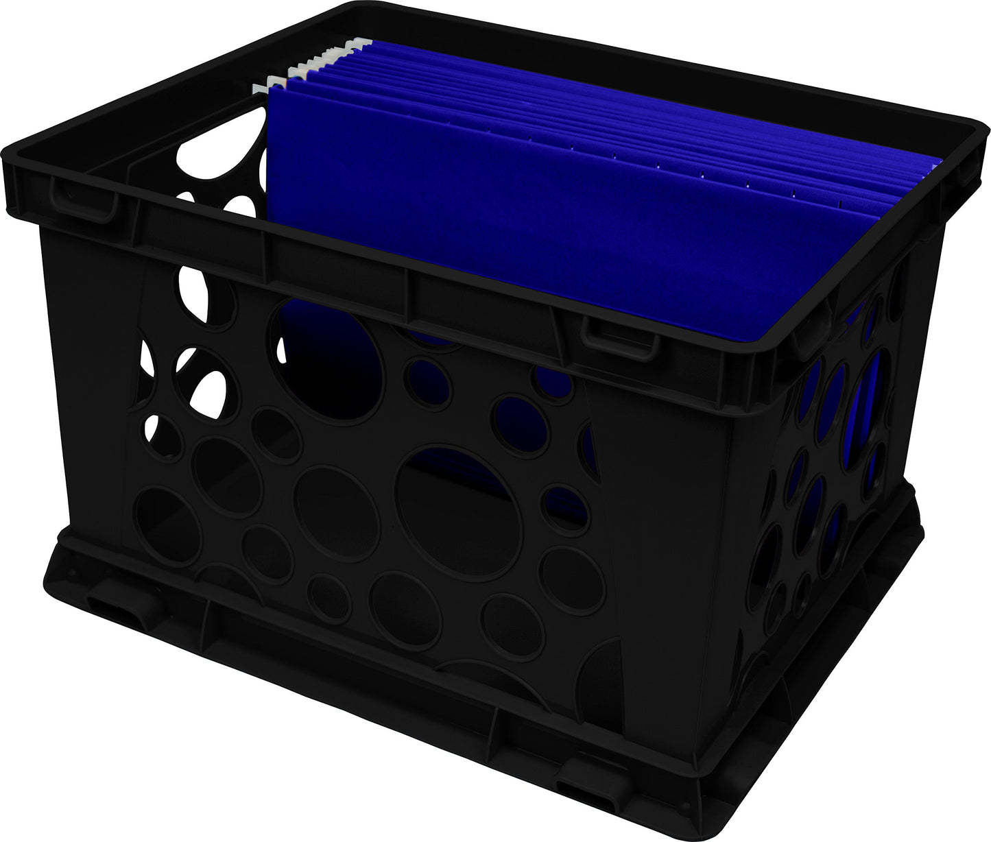 Storex Premium File Crate with Handles – Letter and Legal Document and Folder Storage, Black, 3-Pack (61546A03C)