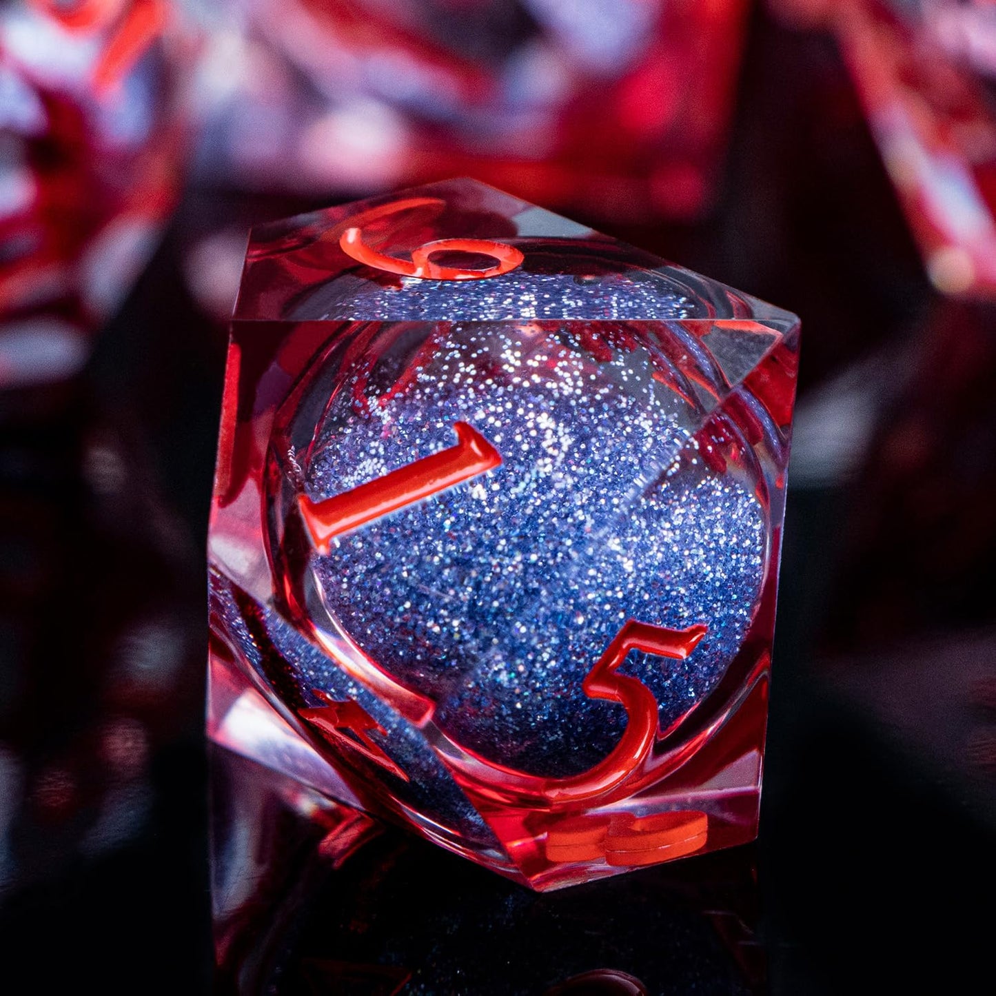 ARUOHHA Liquid Core DND Dice Set Blood Sharp Edged Dragons Dice Compatible with D&D RPG Role Playing Game, Handmade Resin Blood Red Dungeons Polyhedral Dice with Gift Box, D20 D12 D10 D8 D6 D4