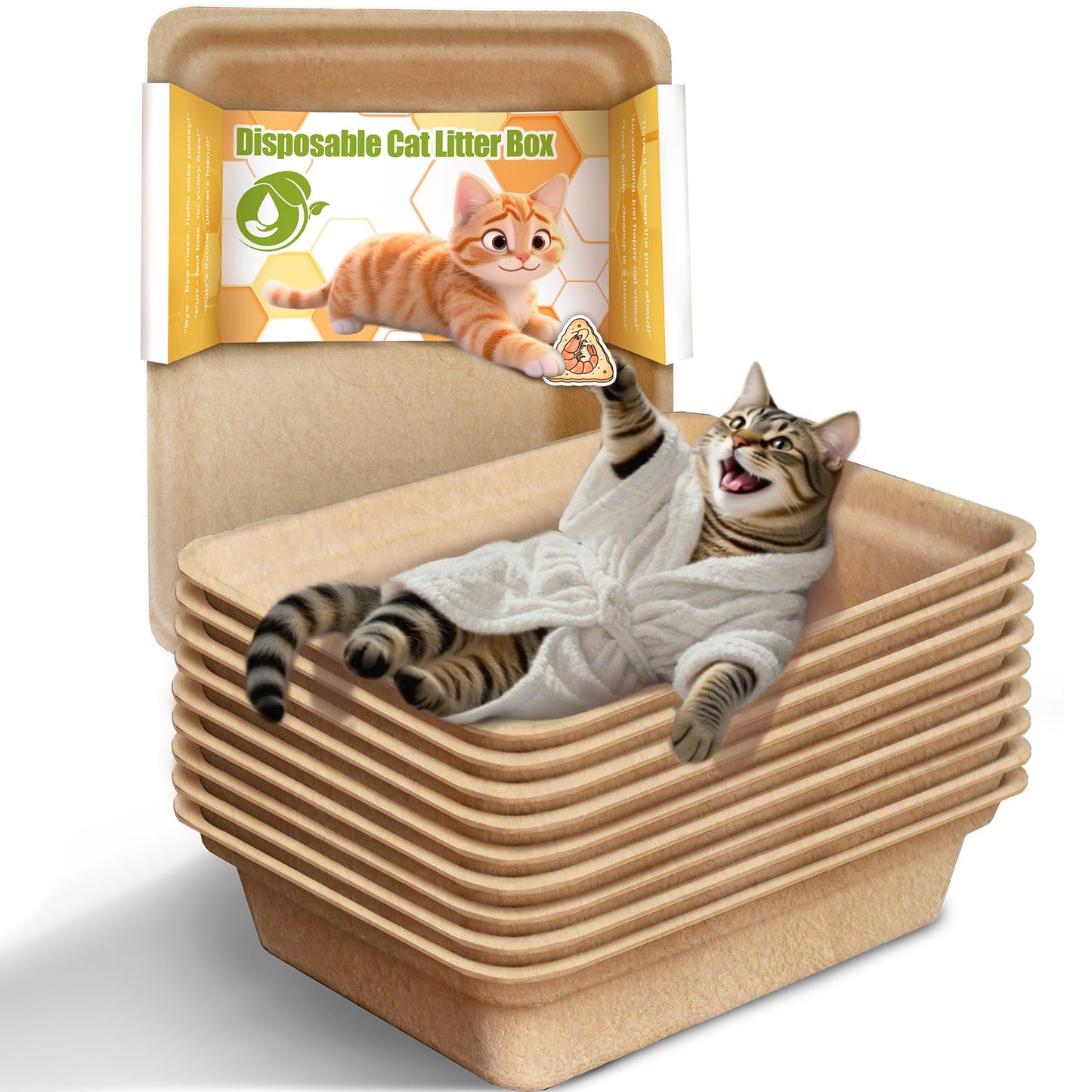 Disposable Litter Boxes for Cats Large: Recyclable 6-Pack Multi-Layer Leak-Proof Tray for Travel/Indoor Fits Most Jumbo Box as Liner