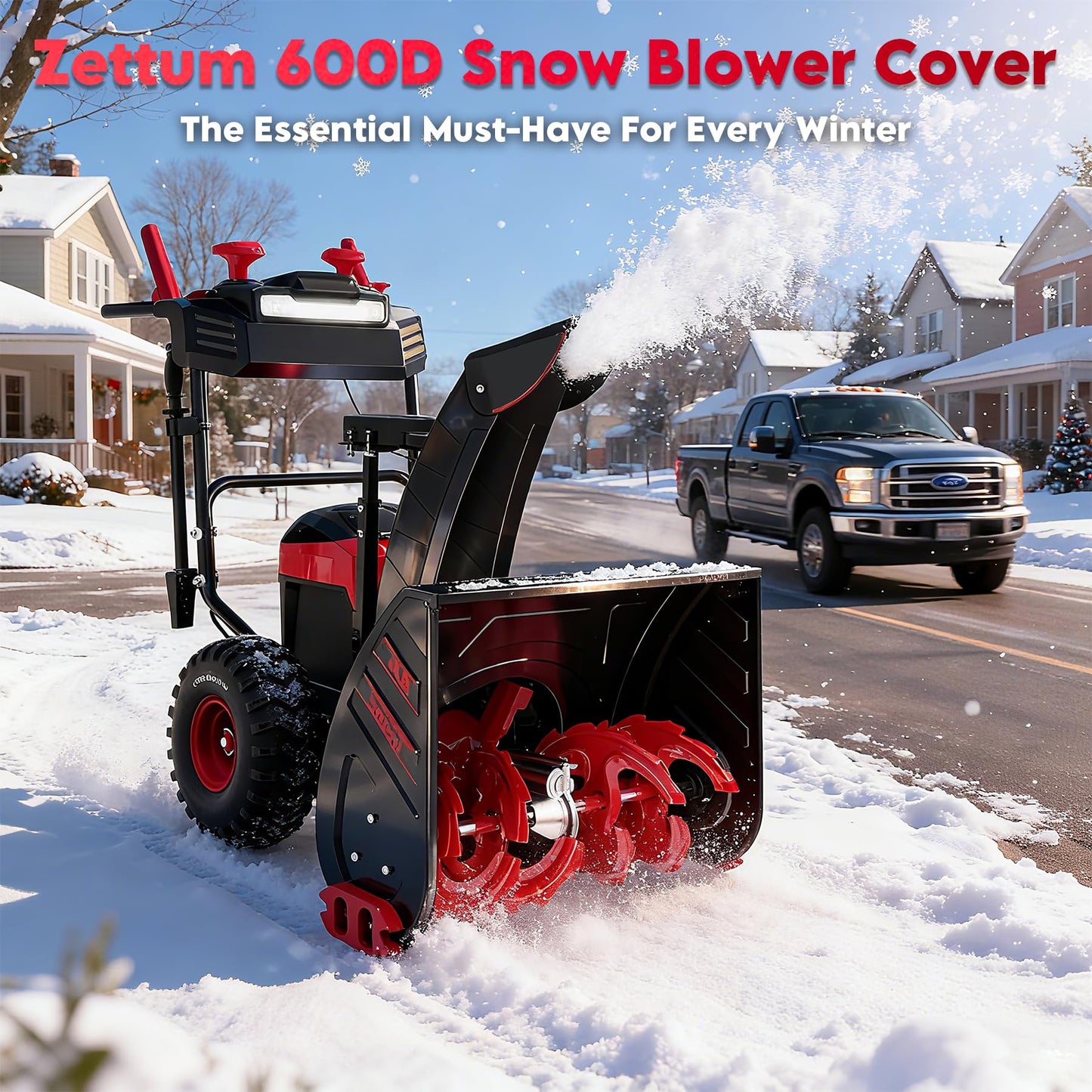 Zettum Snow Blower Cover - 600D Snowblower Covers Heavy Duty Waterproof, Outdoor Snow Thrower Cover Universal Fit for EGO, Honda, Cub Cadet, Ryobi, Ariens, Troy Bilt, Snow Joe, Toro and PowerSmart
