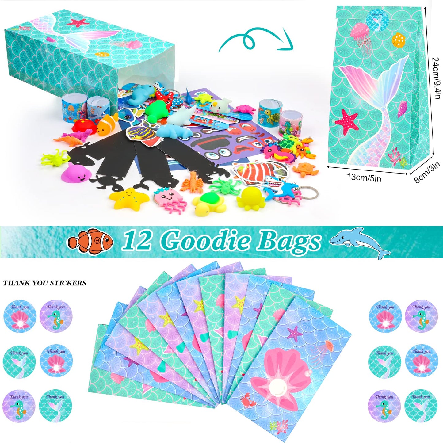 Party Favors for Kids, 134 Pcs Ocean Birthday Party Supplies Decorations - Under Sea Animal Toys for Kids, Goodie Bag Stuffers