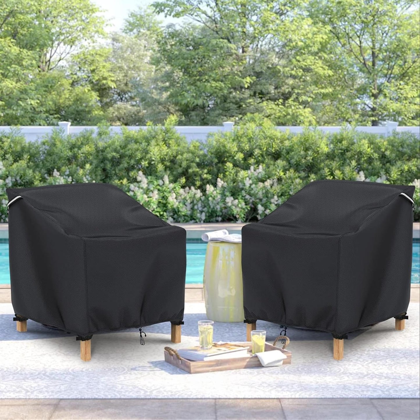 Gasadar Patio Chair Cover-2 Pack, Heavy Duty Waterproof UV Resistant Anti-Fading Chair Covers for Lawn Outdoor Furniture Chairs,33"W x 34"D x 31.1"H